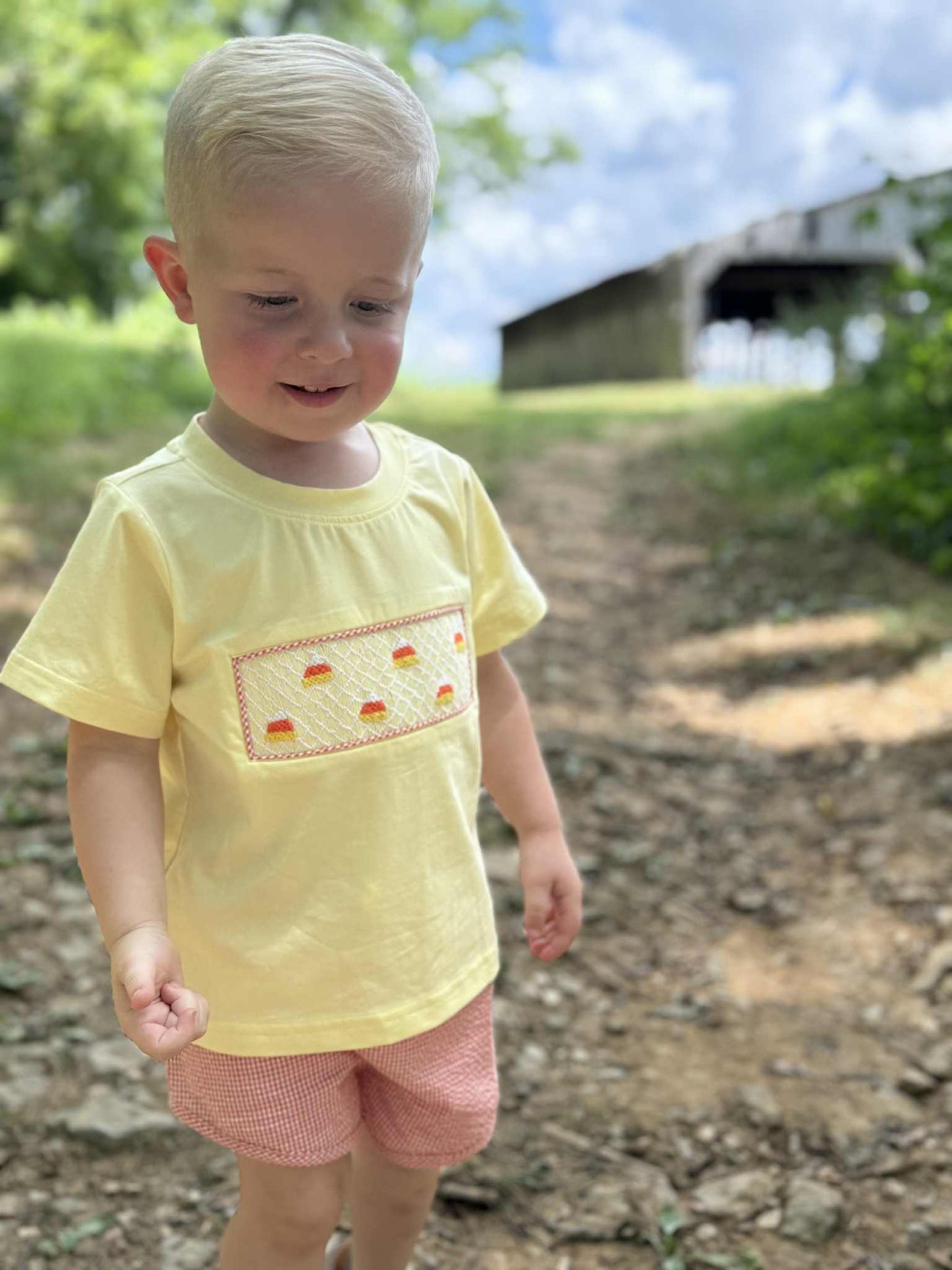 Smocked Candy Corn Short Set