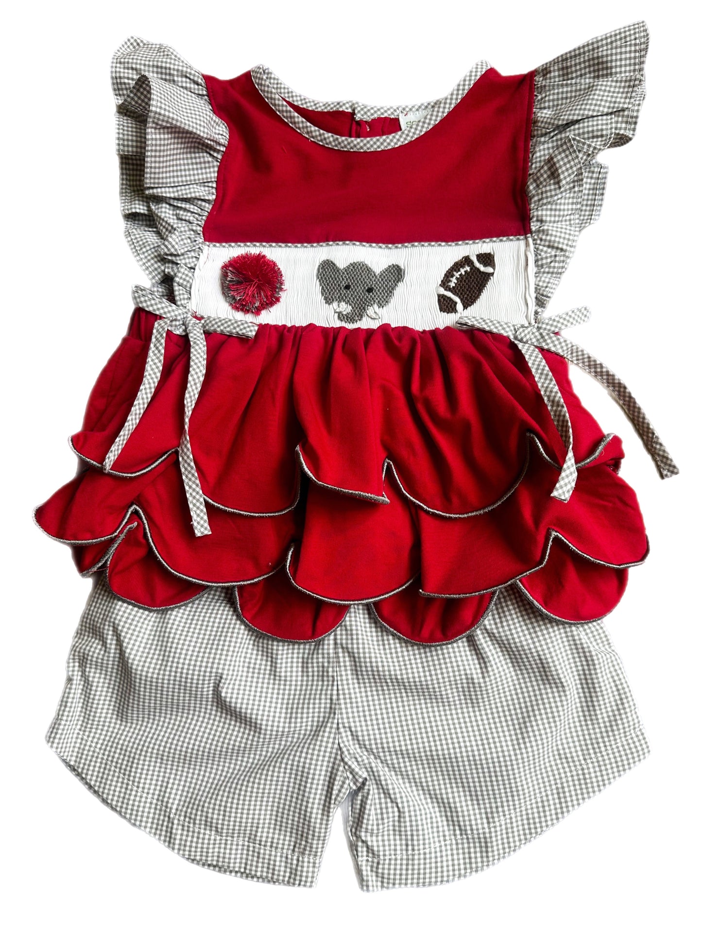 Smocked Elephant Football Short Set