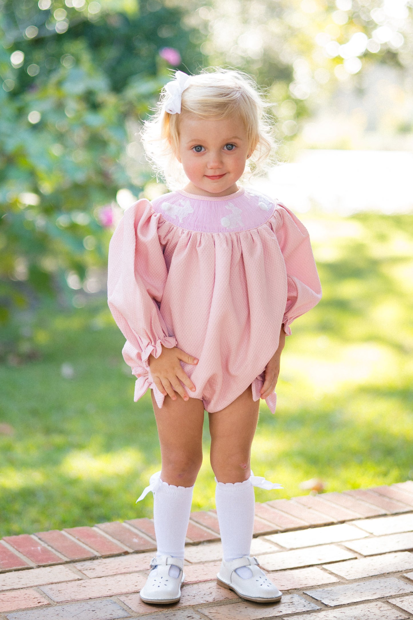 Girl’s Smocked Bunny Bubble