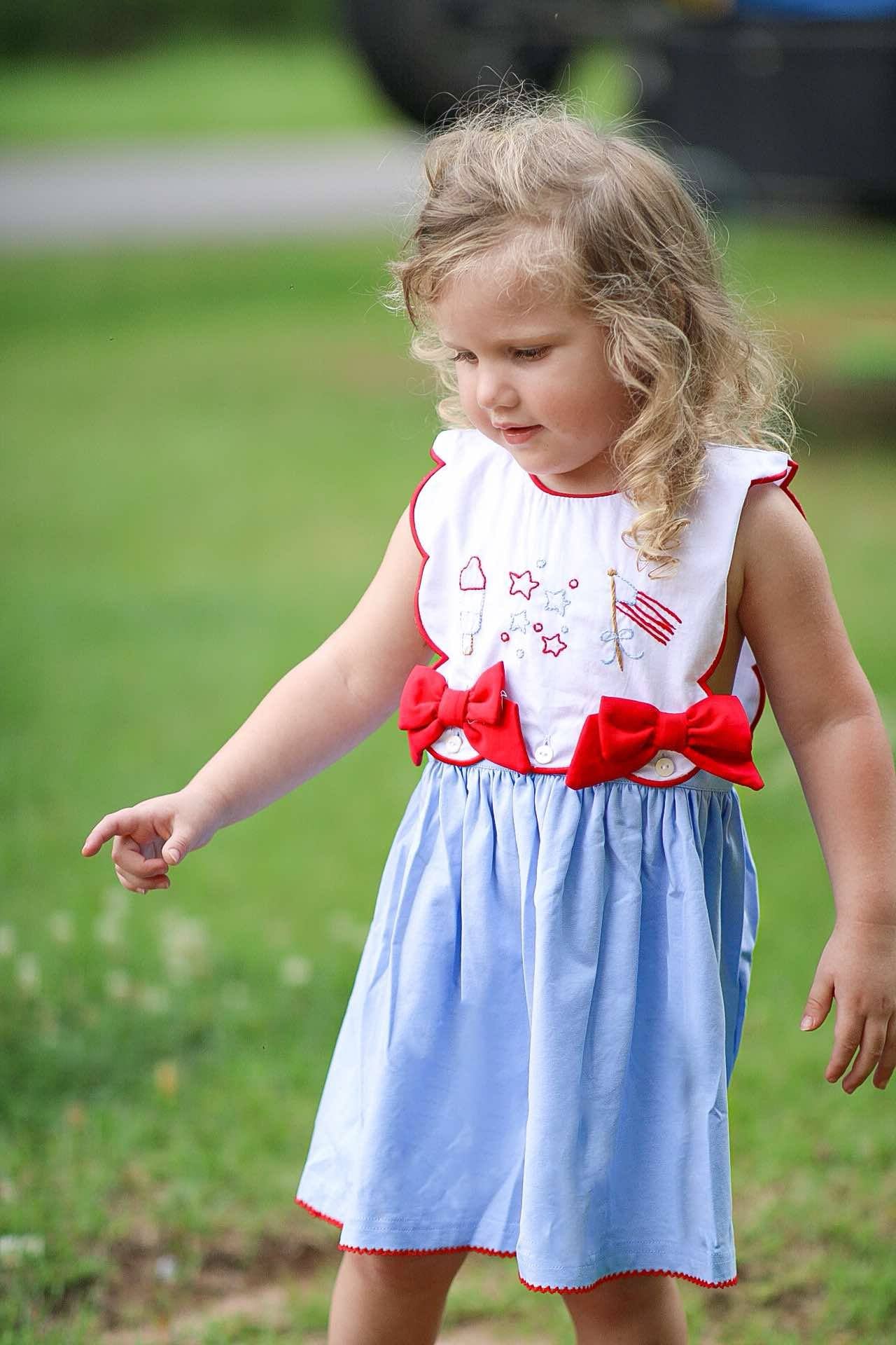 Girl’s Patriotic Embroidered Dress
