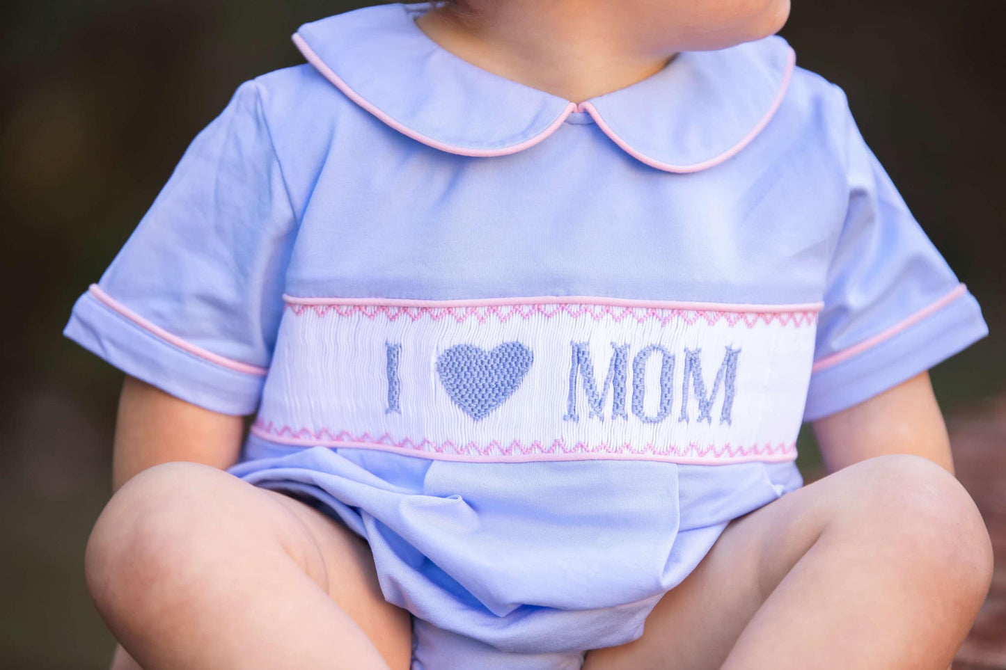 I Love Mom Smocked Boys’ Bubble