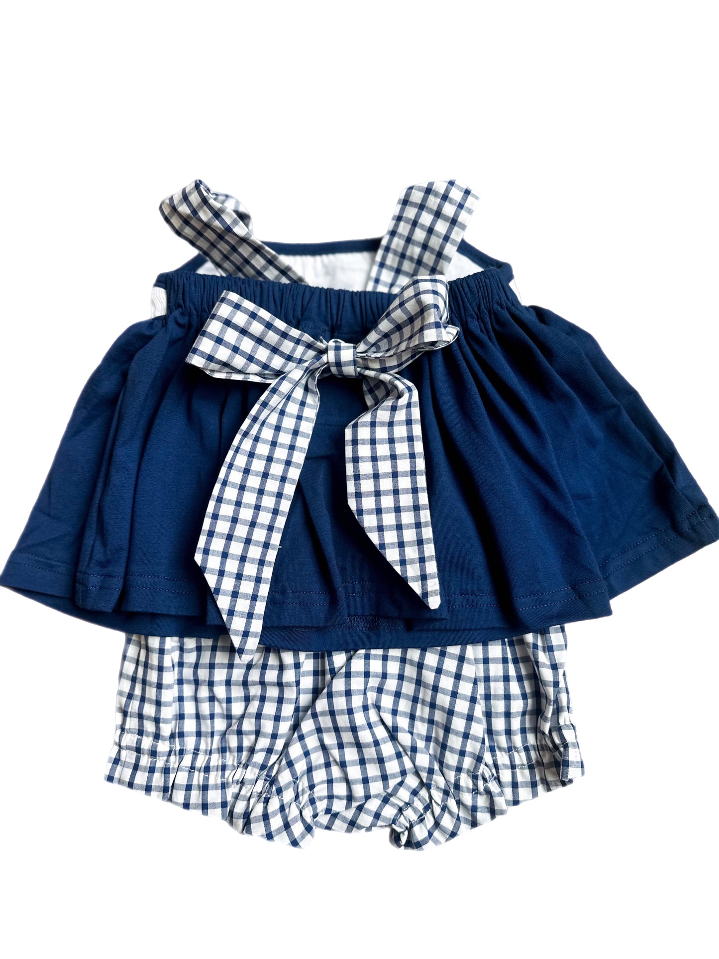 Navy Smocked Anchor Girl Diaper Set