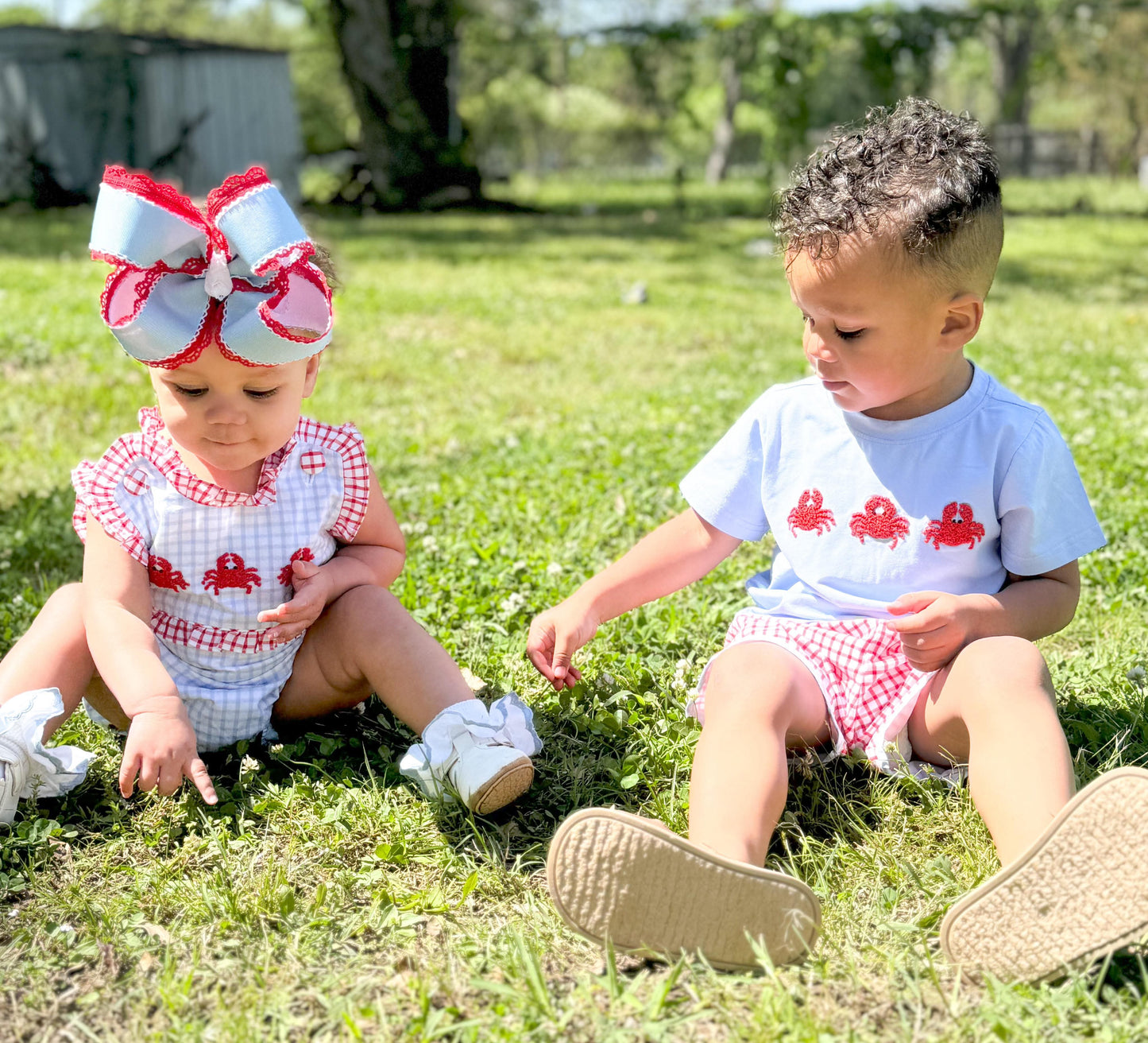French Knot Crab Boys Short Set