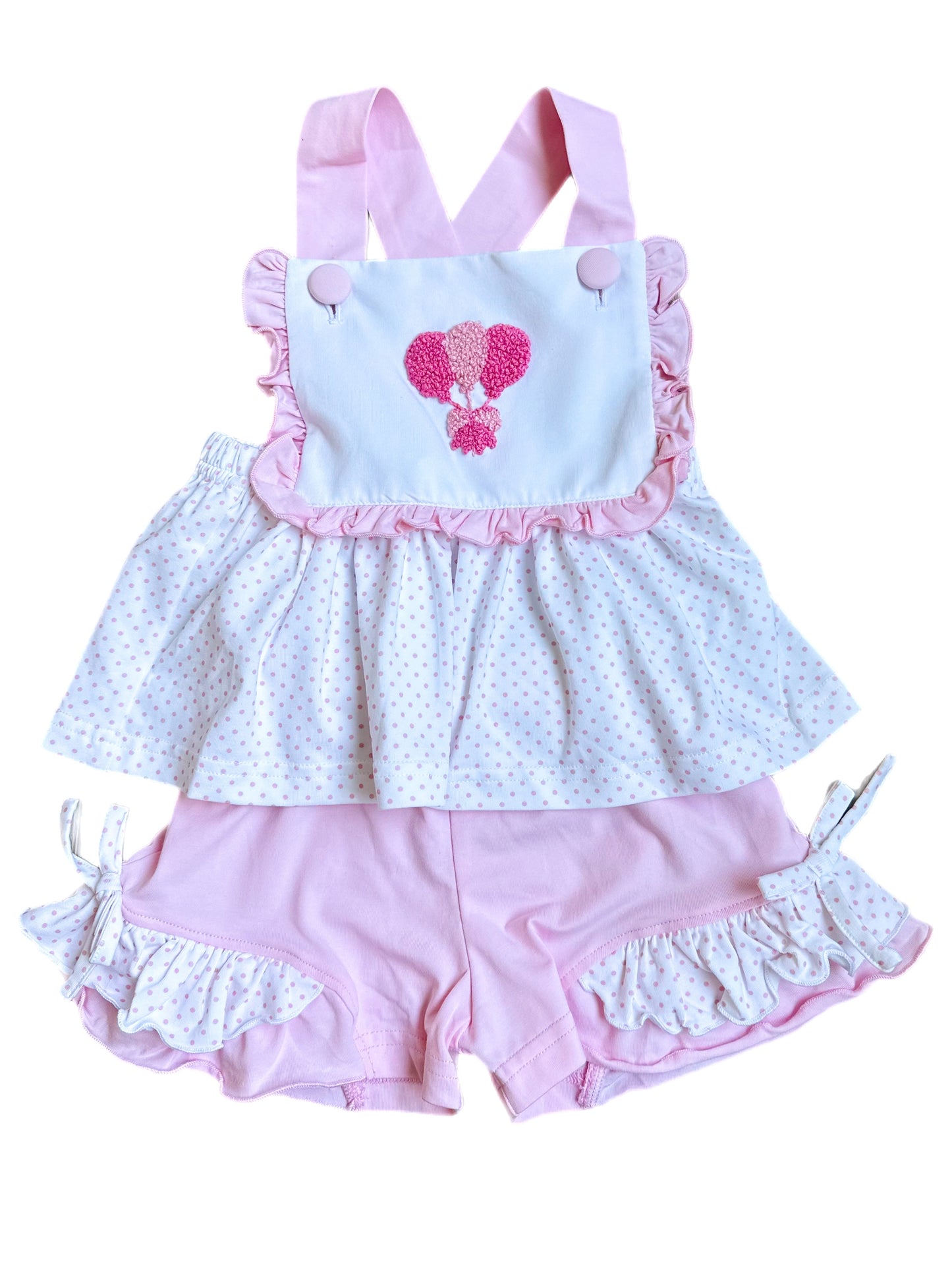 Girls French Knot Balloon Short Set