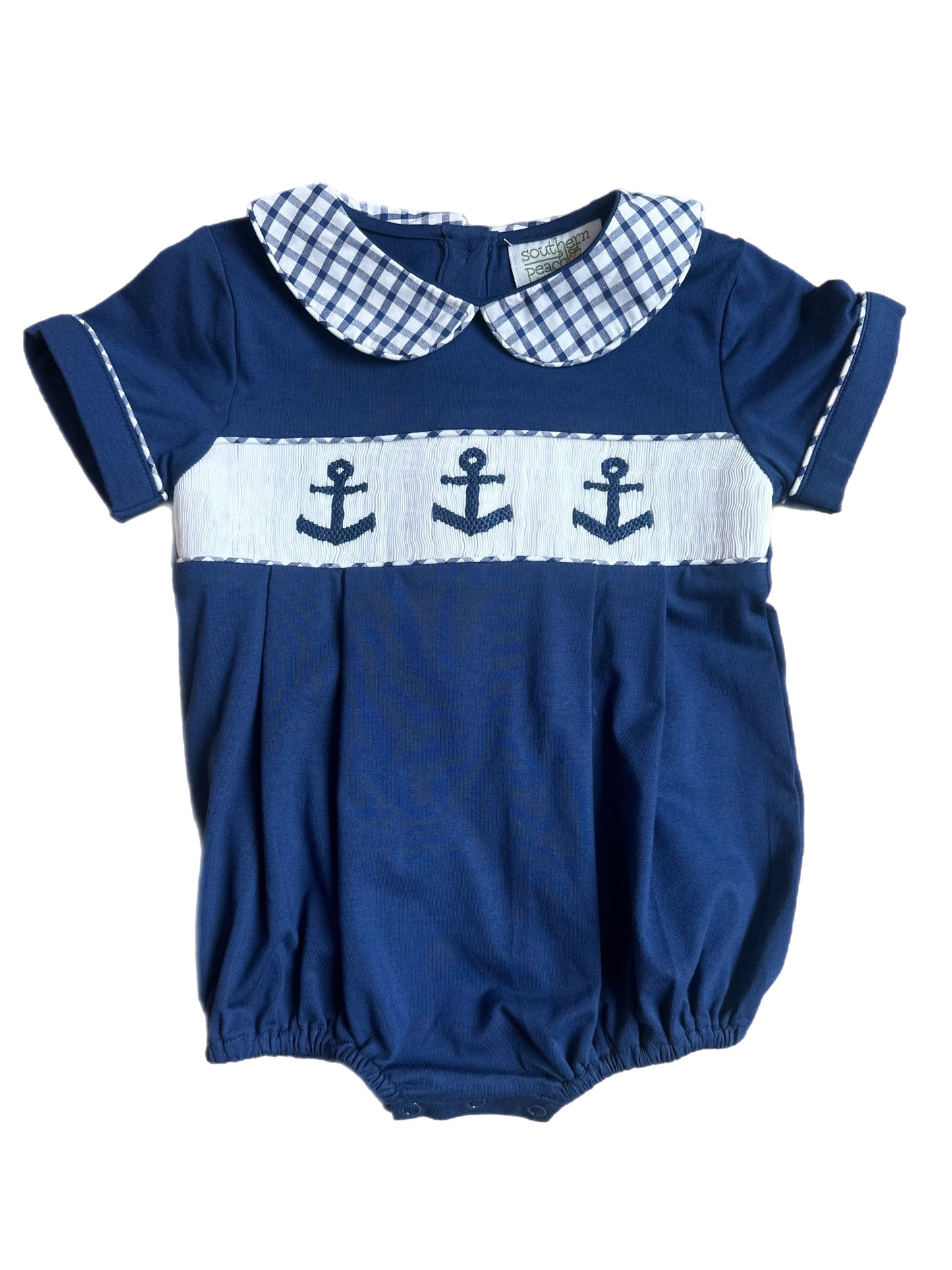 Navy Smocked Anchor Boy Bubble