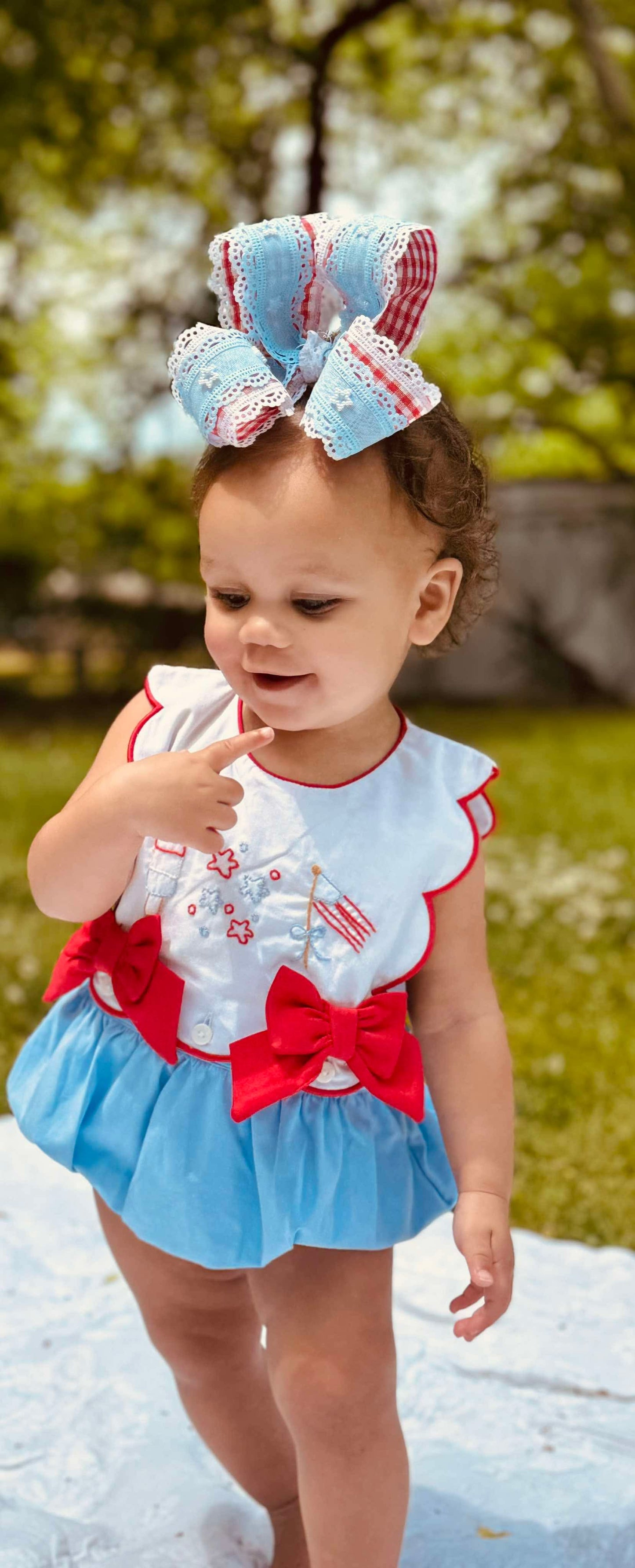 Girl’s Patriotic Embroidered Bubble