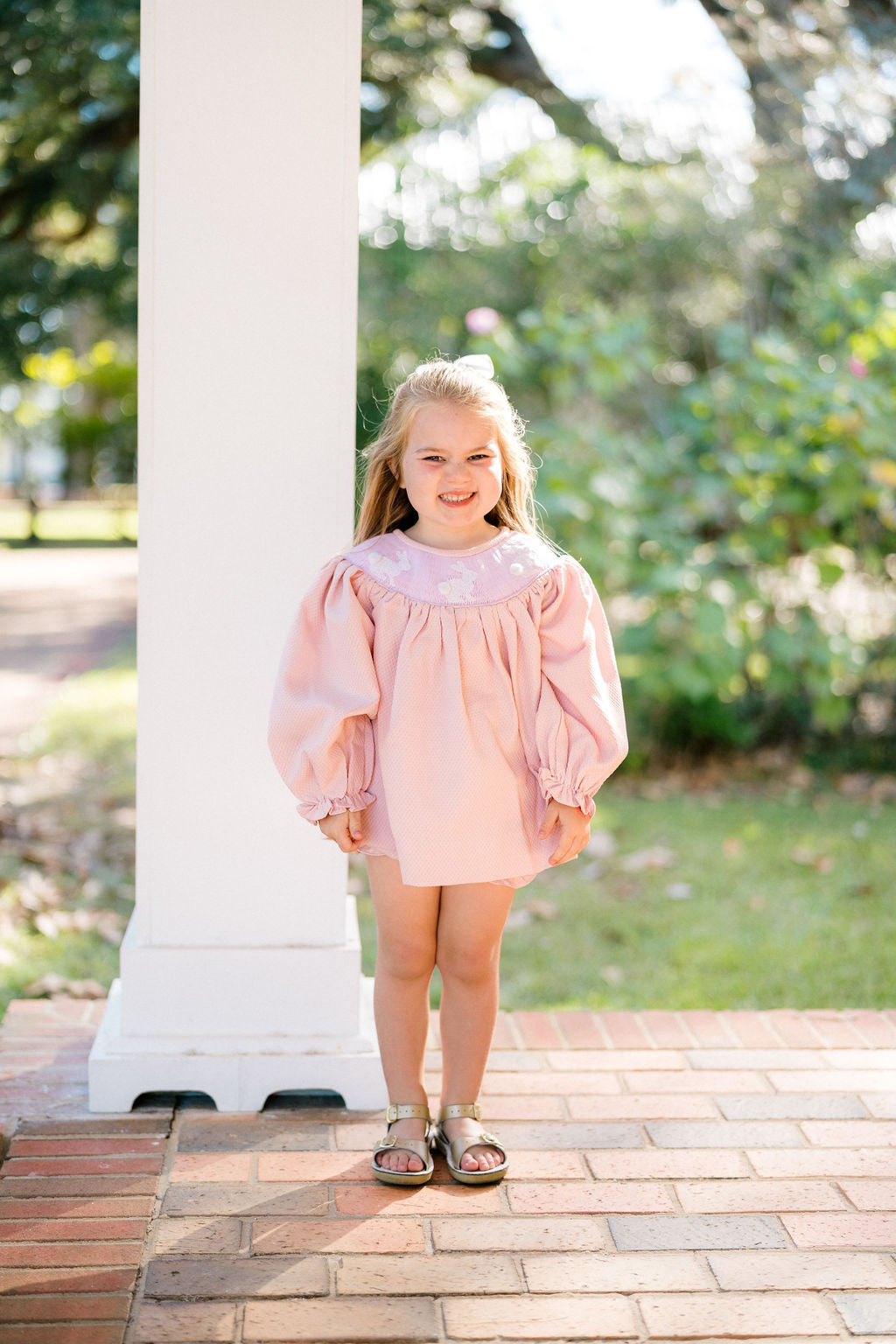 Girl’s Smocked Bunny Bubble Short Set