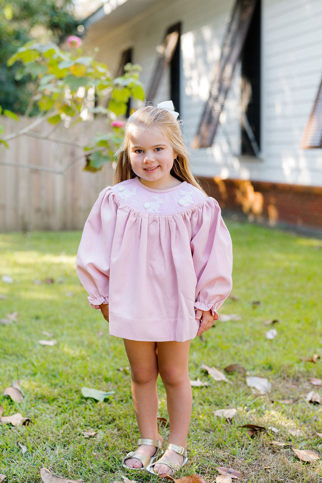 Girl’s Smocked Bunny Bubble Short Set