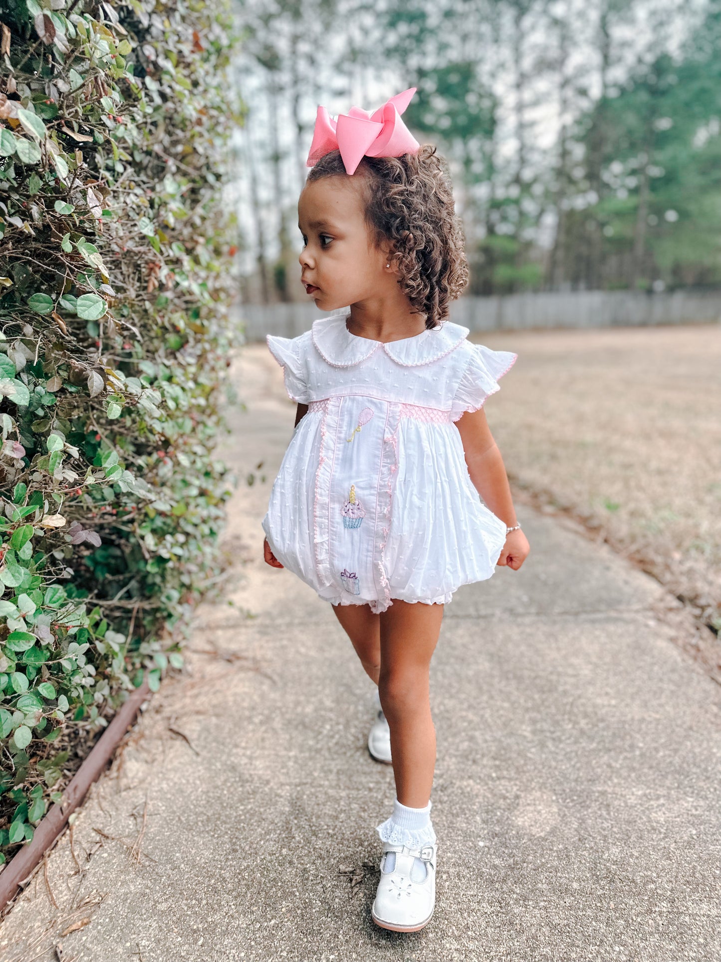Girl’s White Swiss Dot Birthday Bubble