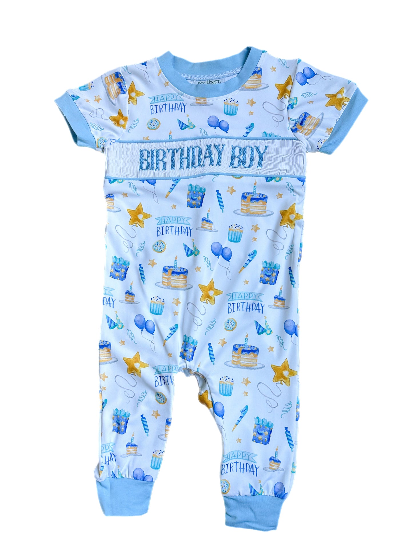 Birthday Boy Smocked Romper