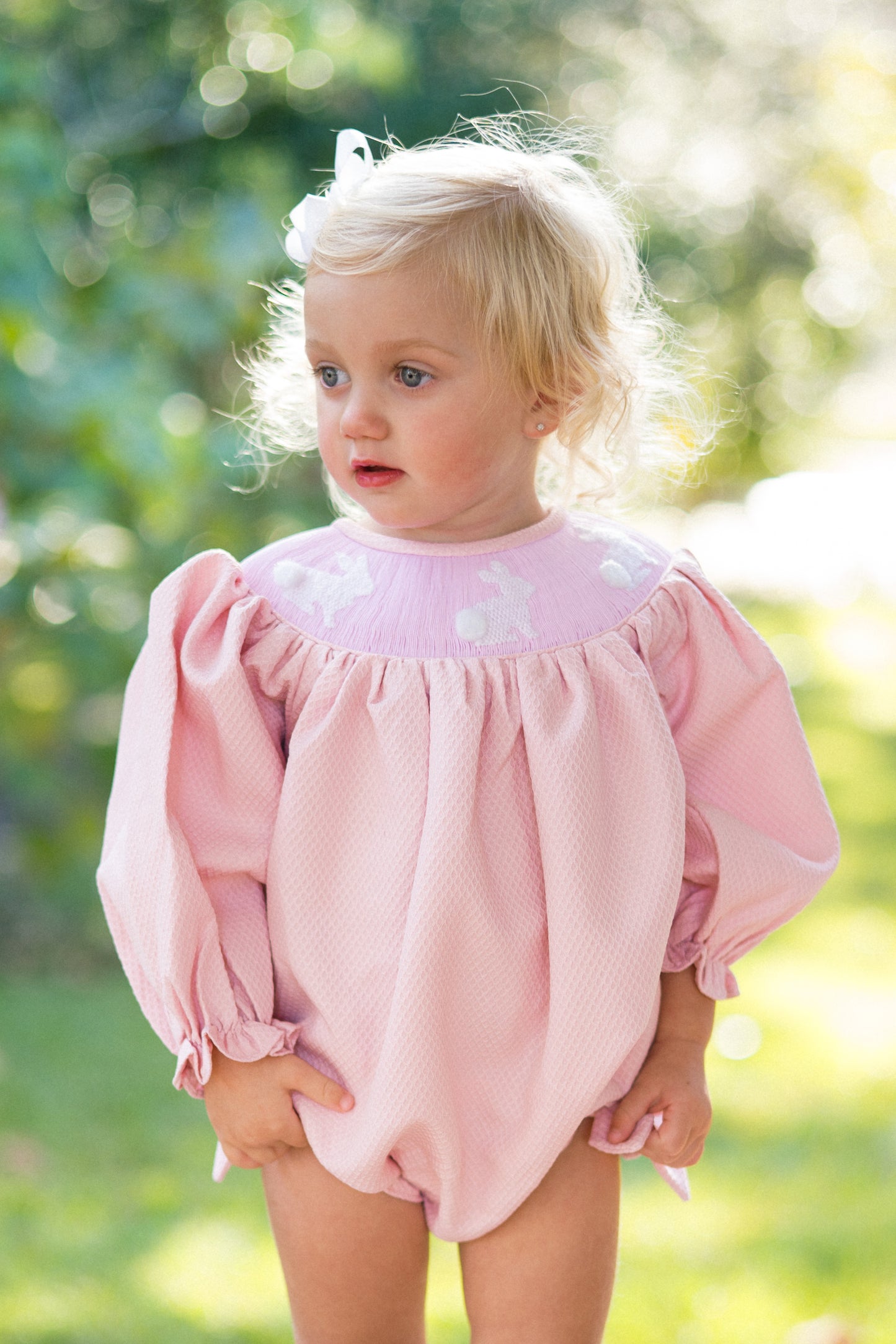 Girl’s Smocked Bunny Bubble