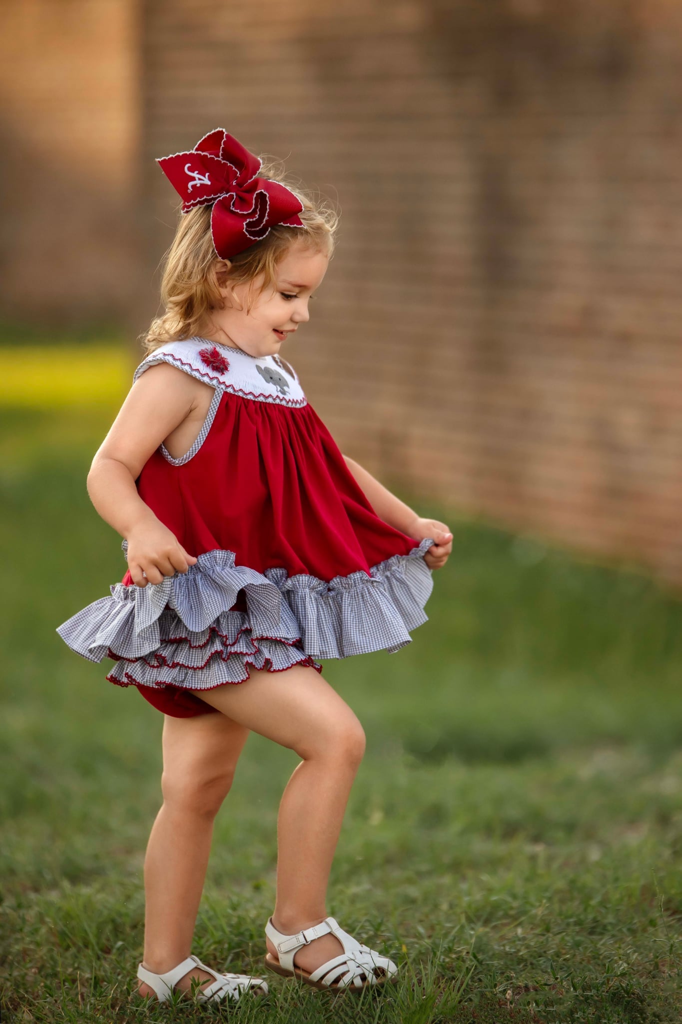Smocked Elephant Football Diaper Set