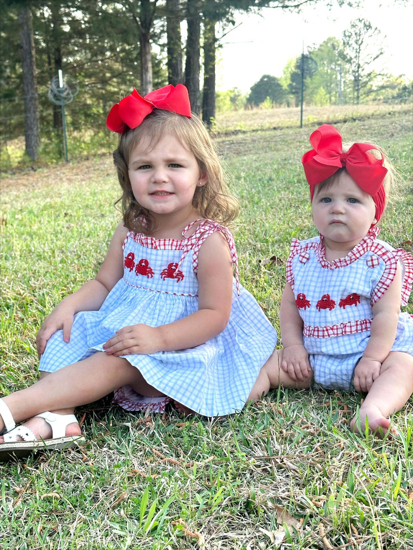 French Knot Crab Girls Short Set