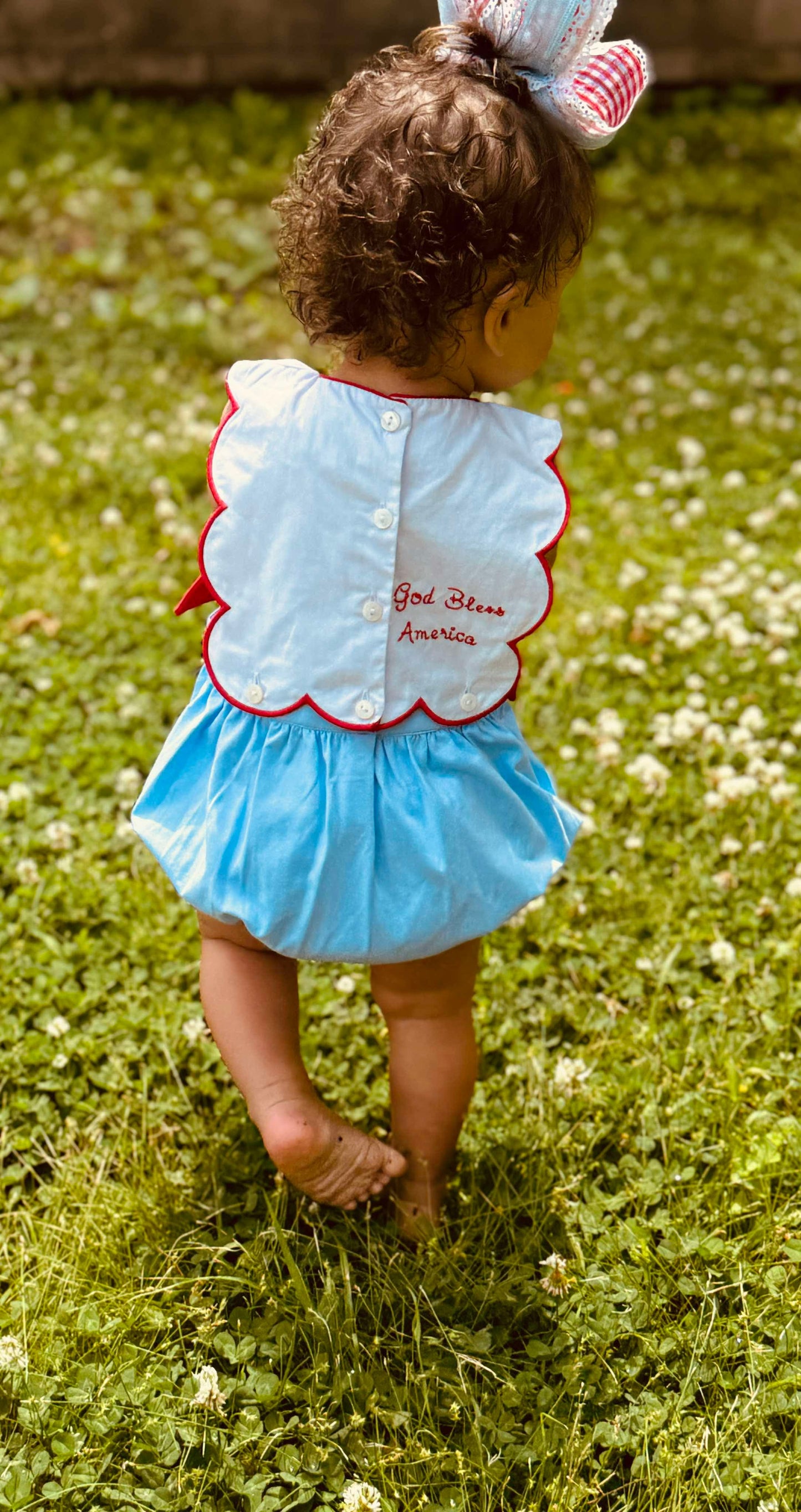 Girl’s Patriotic Embroidered Bubble