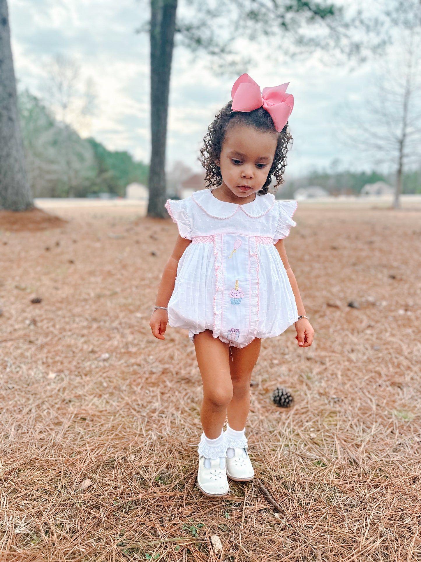 Girl’s White Swiss Dot Birthday Bubble