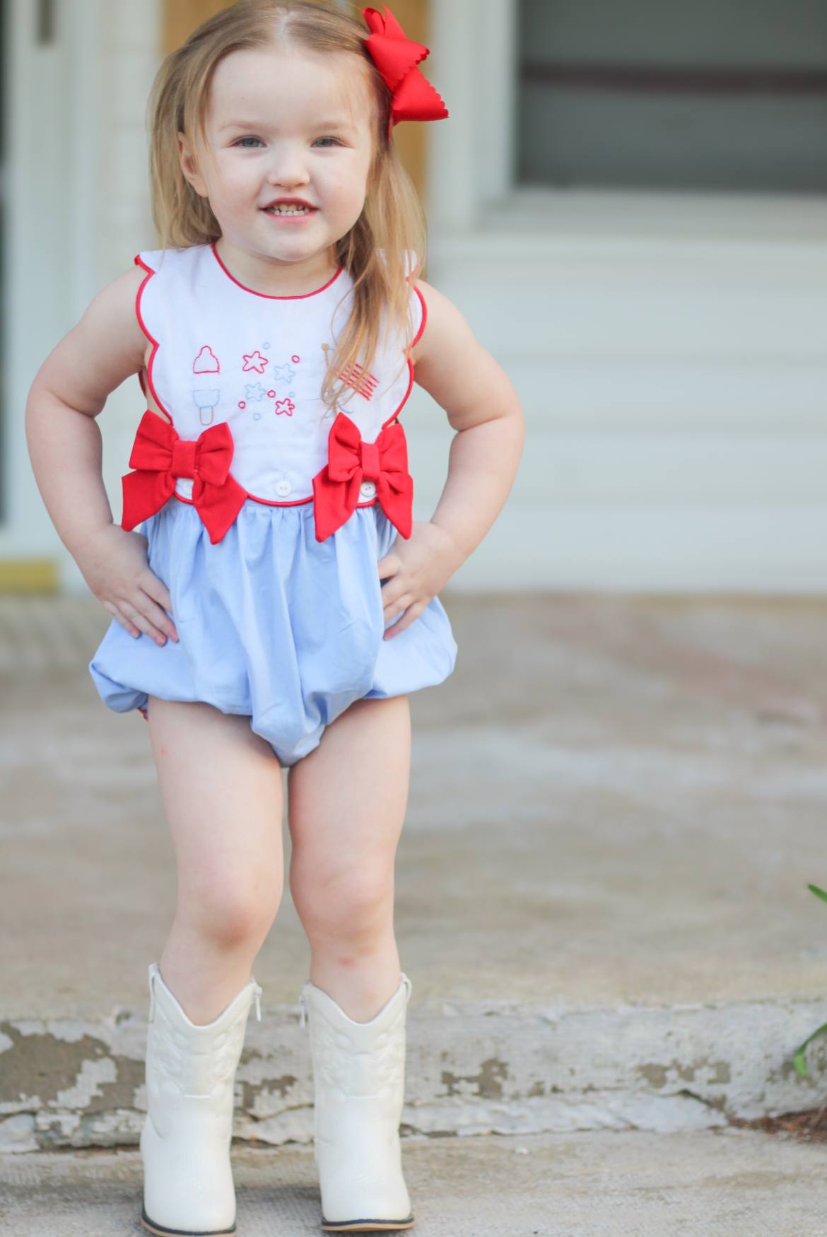 Girl’s Patriotic Embroidered Bubble