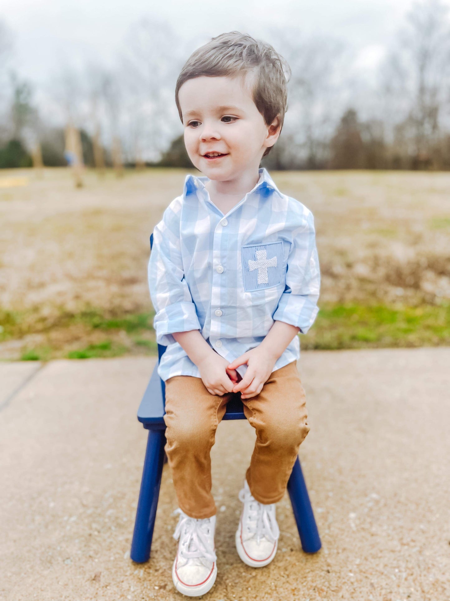 Boy’s Smocked He Is Risen Button Up