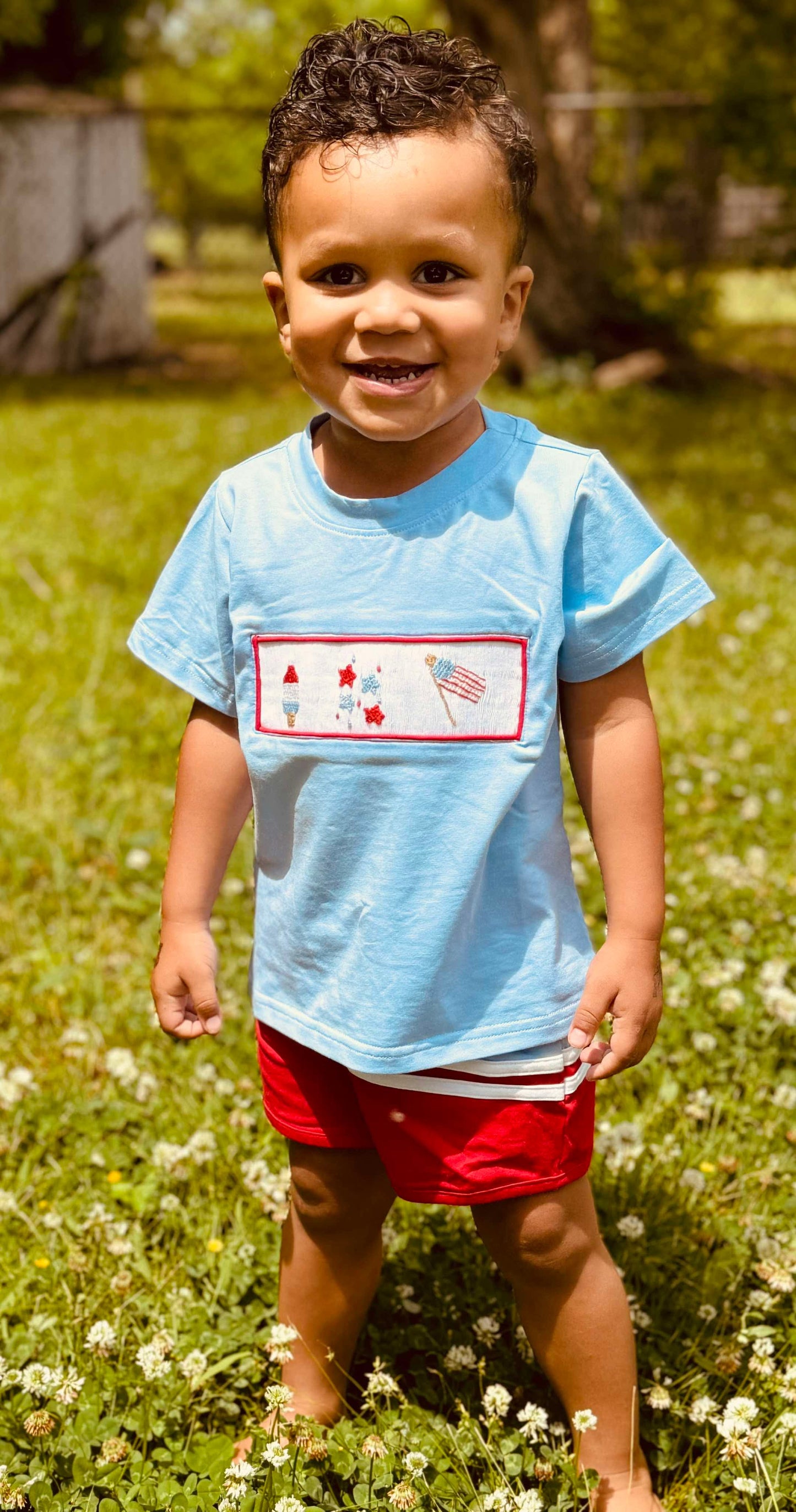 Boy’s Smocked Patriotic Short Set