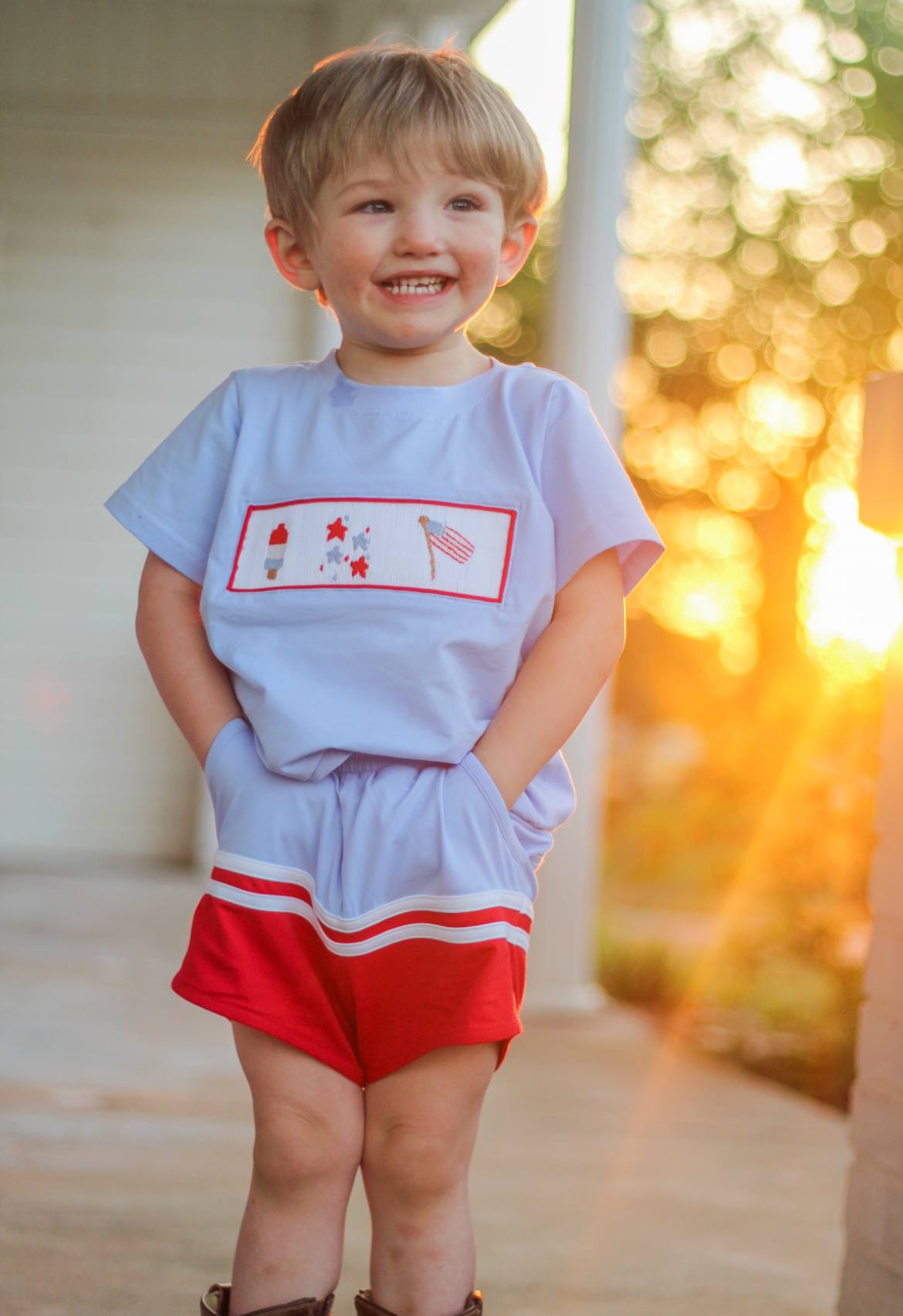 Boy’s Smocked Patriotic Short Set