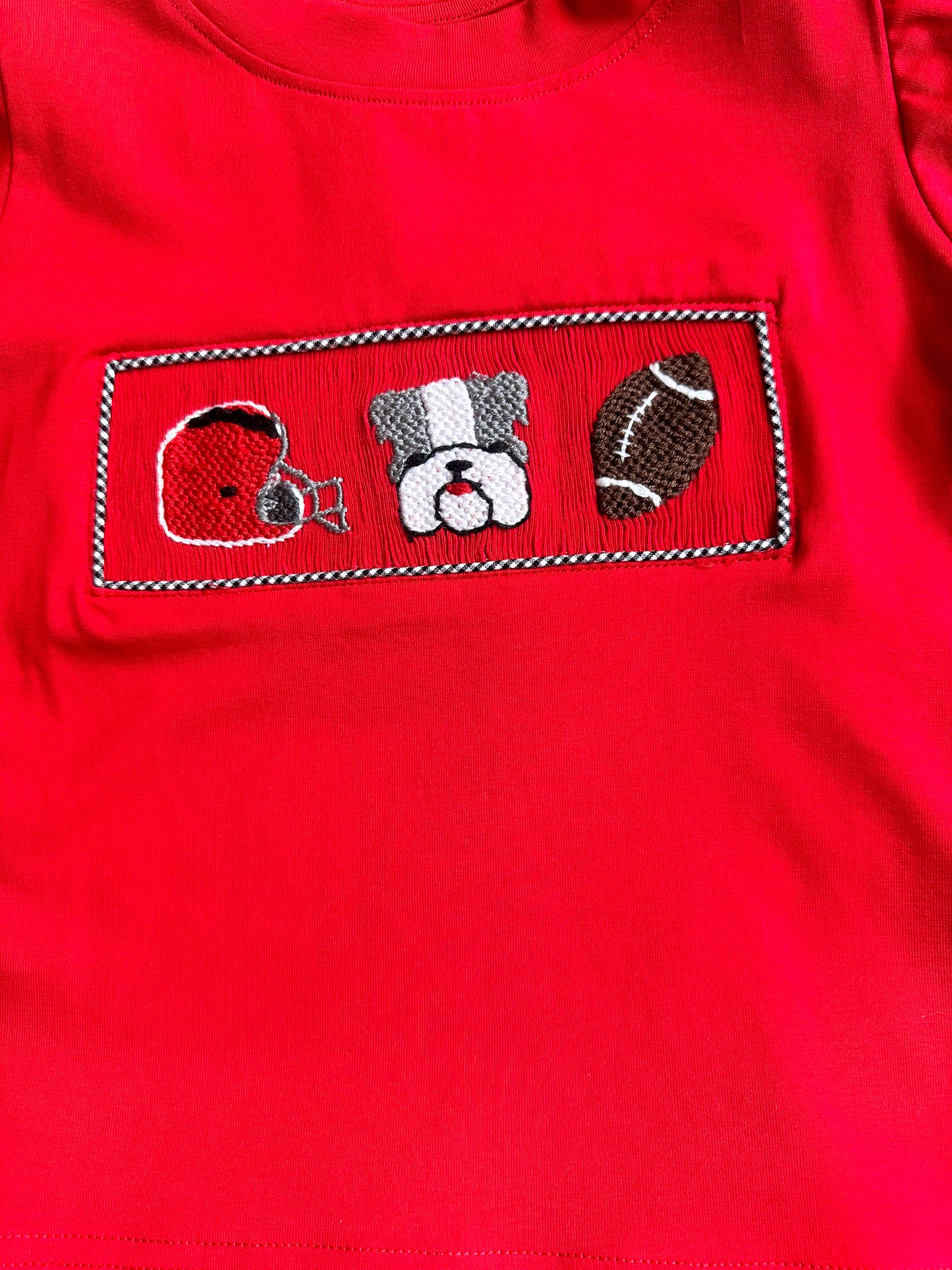 Smocked Bulldog Football Short Set