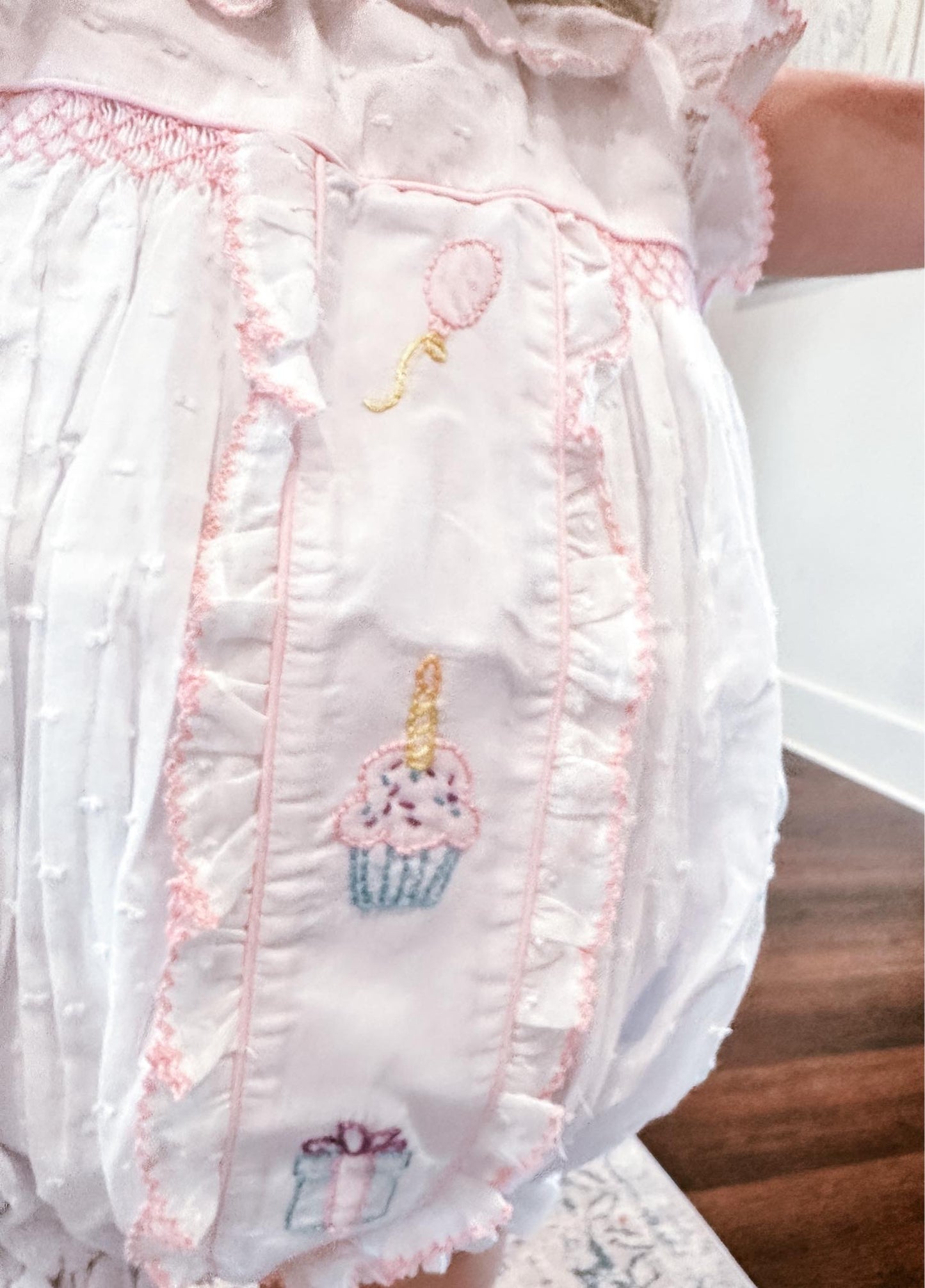 Girl’s White Swiss Dot Birthday Bubble