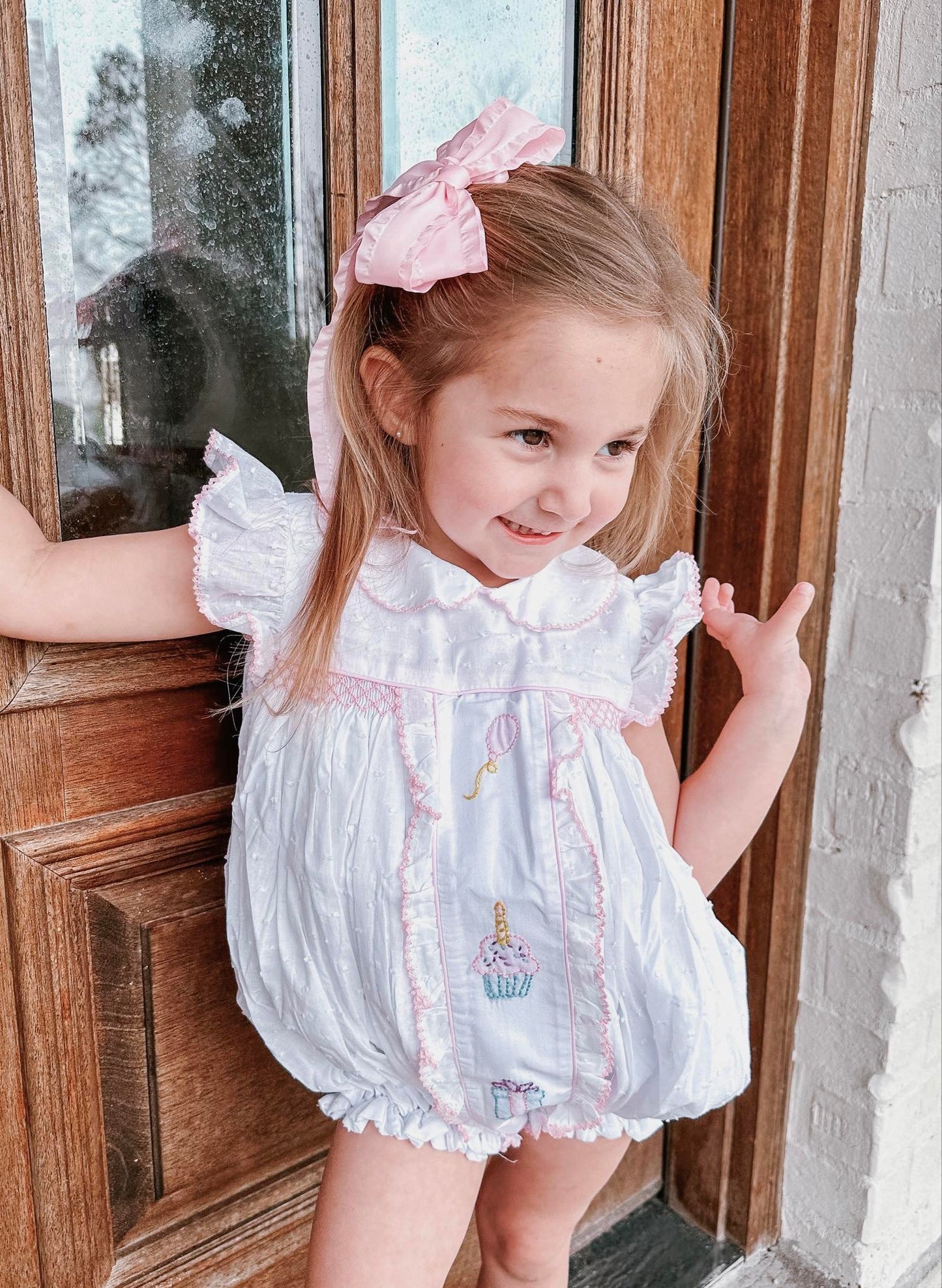 Girl’s White Swiss Dot Birthday Bubble