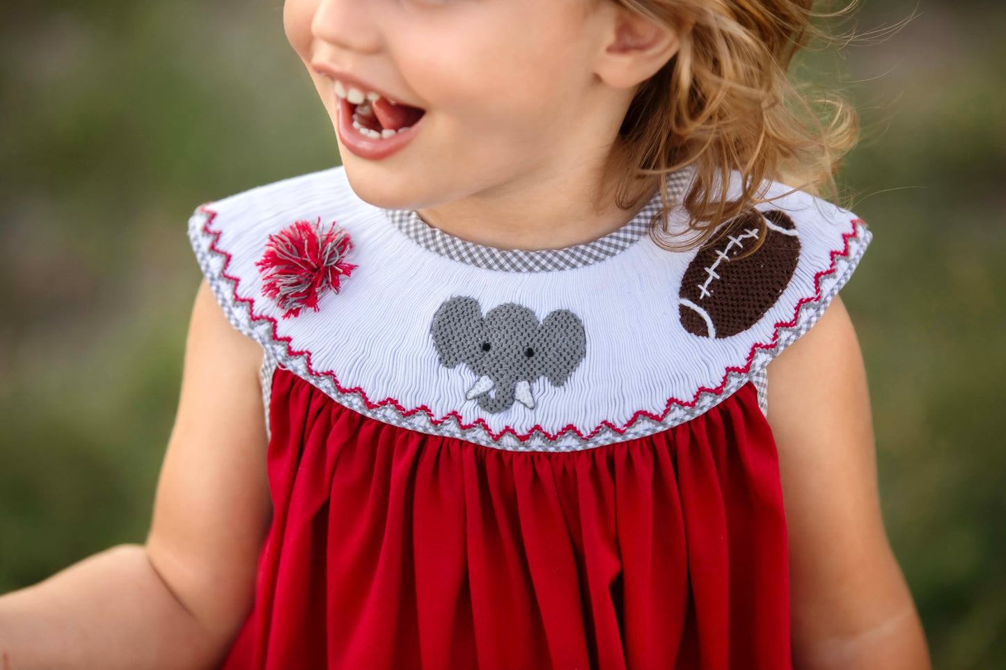 Smocked Elephant Football Diaper Set