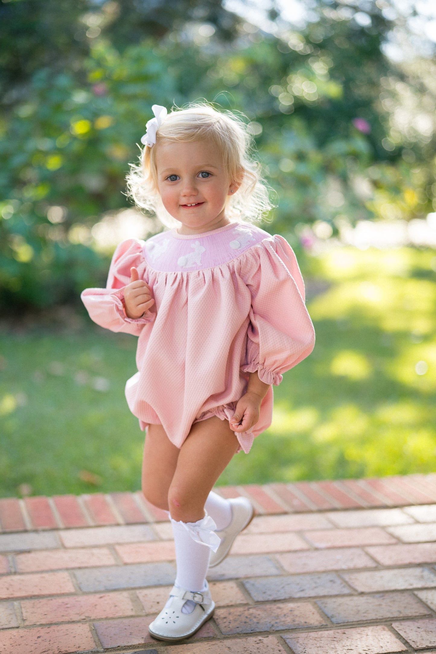Girl’s Smocked Bunny Bubble