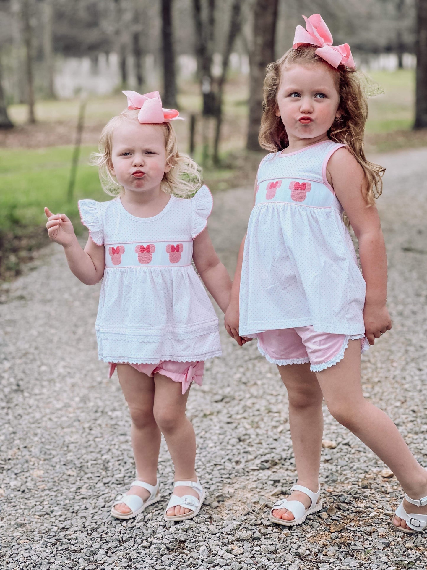 Girl’s Smocked Mouse Diaper Set