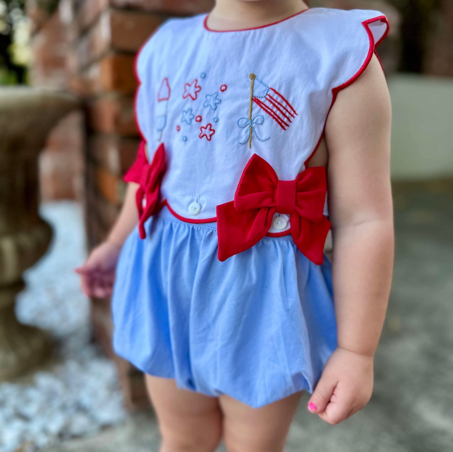 Girl’s Patriotic Embroidered Bubble