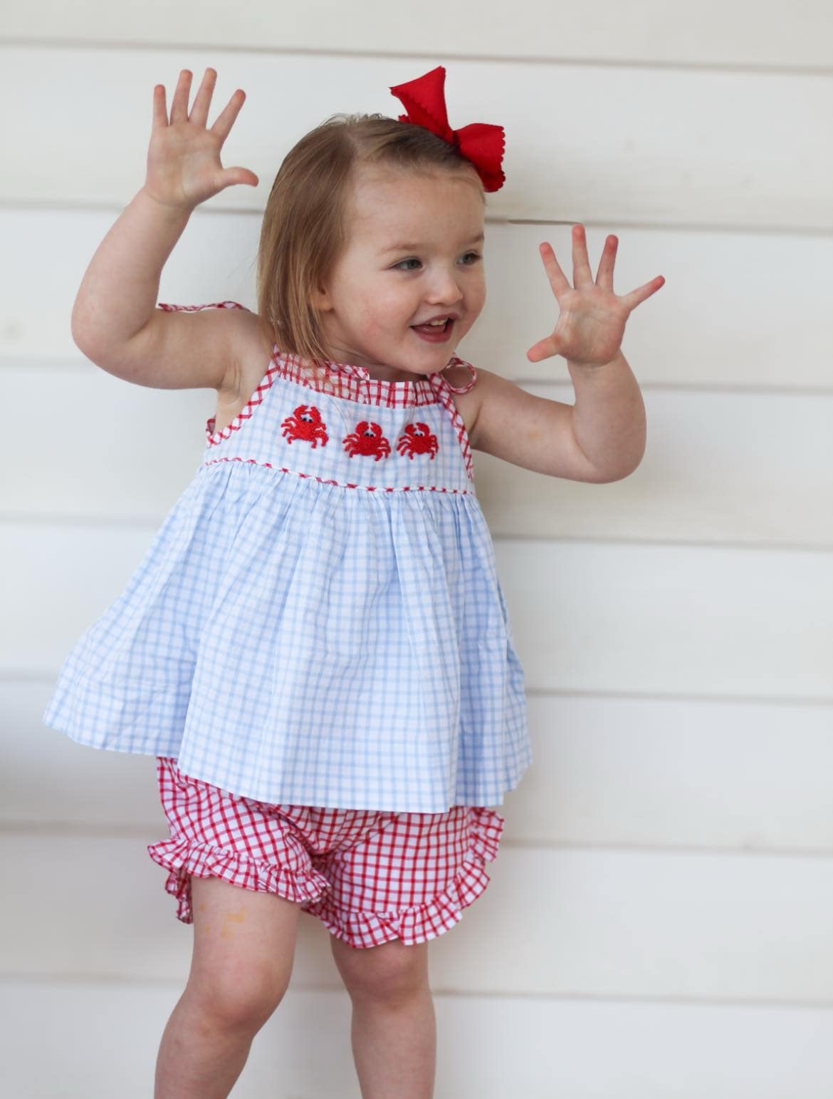 French Knot Crab Girls Short Set