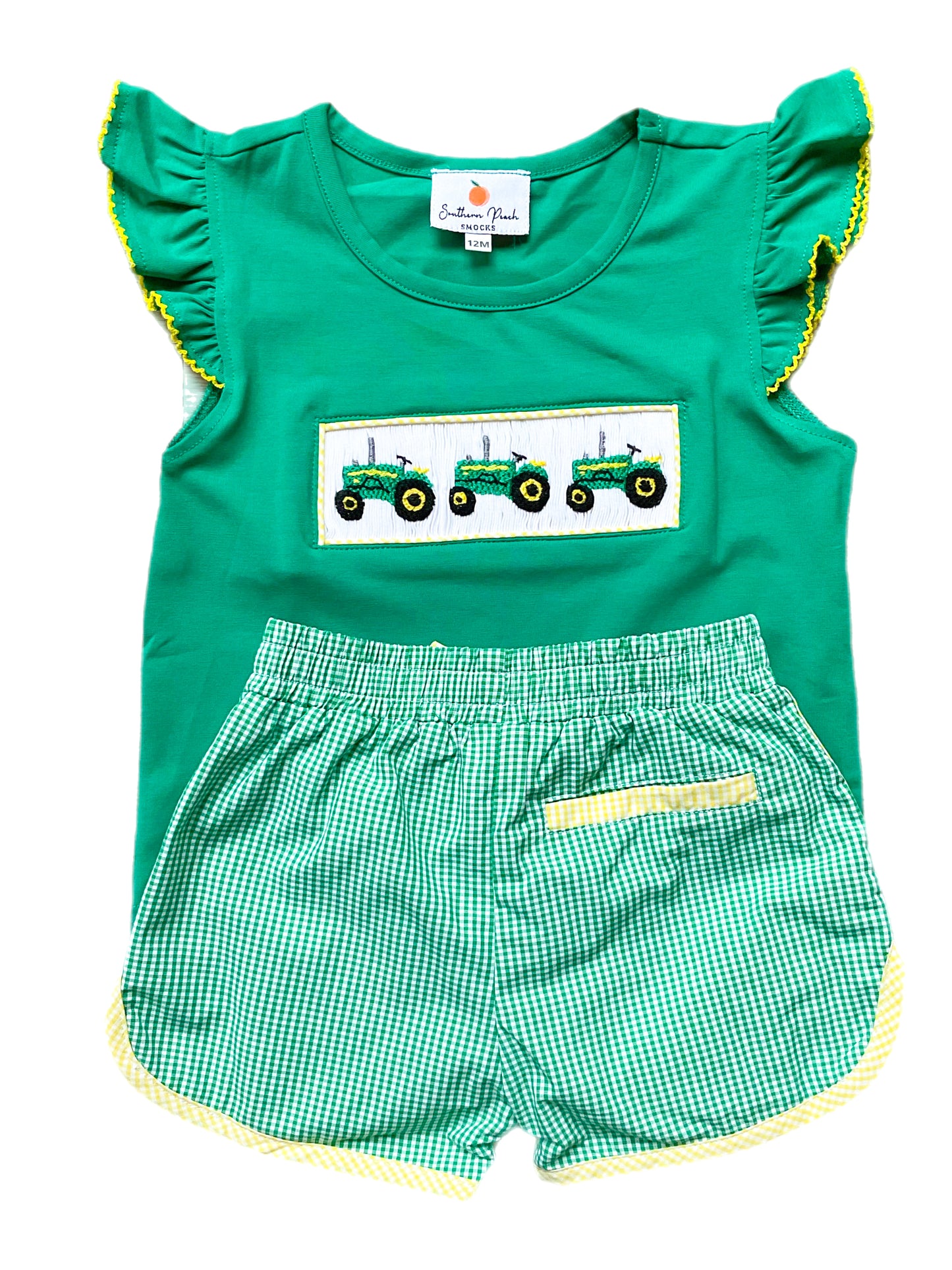 Girl’s Smocked Tractor Short Set