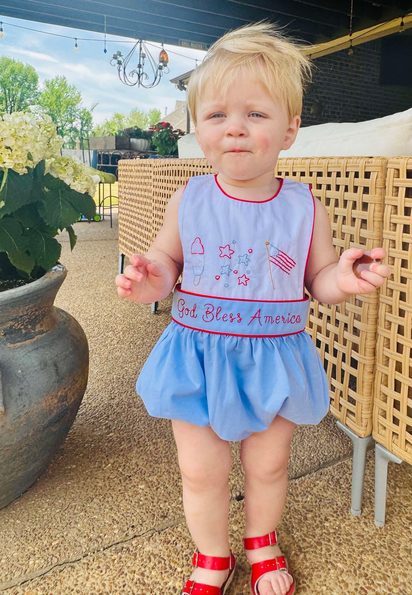 Boys Embroidered Patriotic Bubble