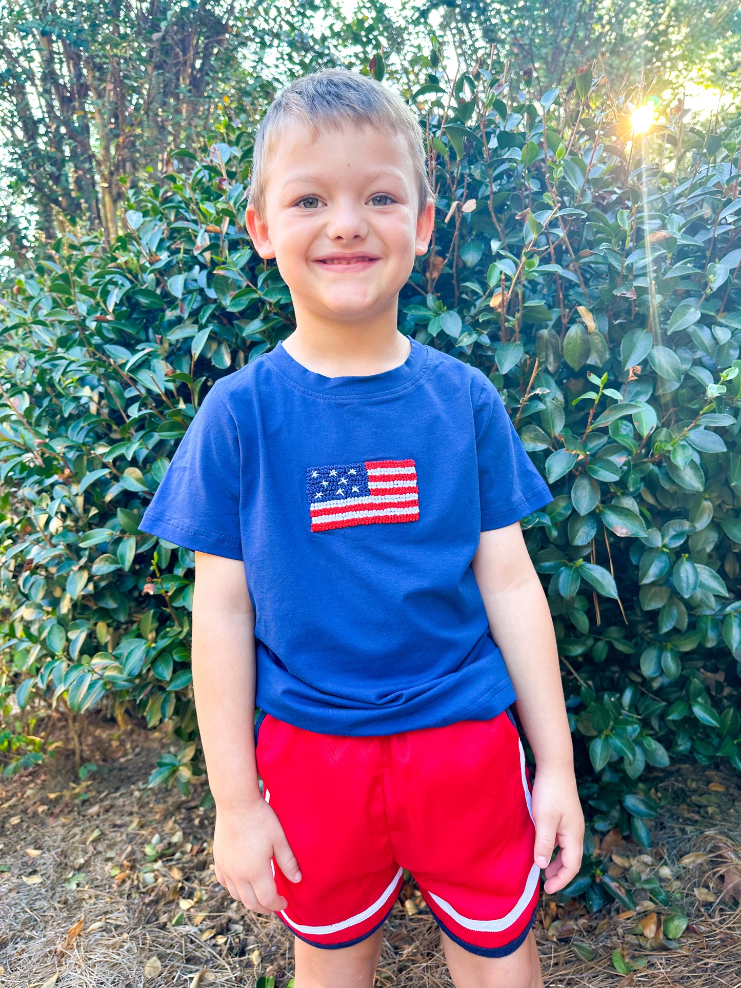 Boy’s French Knot Flag Short Set