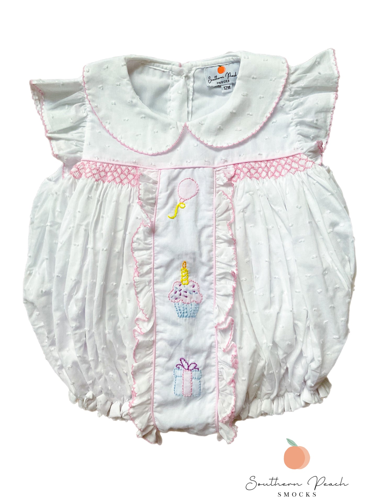 Girl’s White Swiss Dot Birthday Bubble
