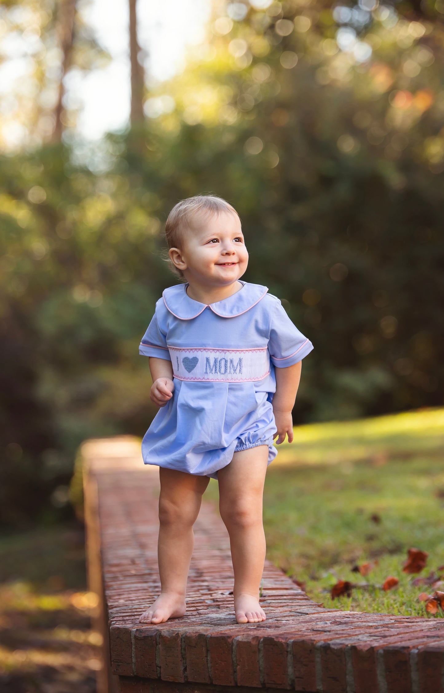I Love Mom Smocked Boys’ Bubble