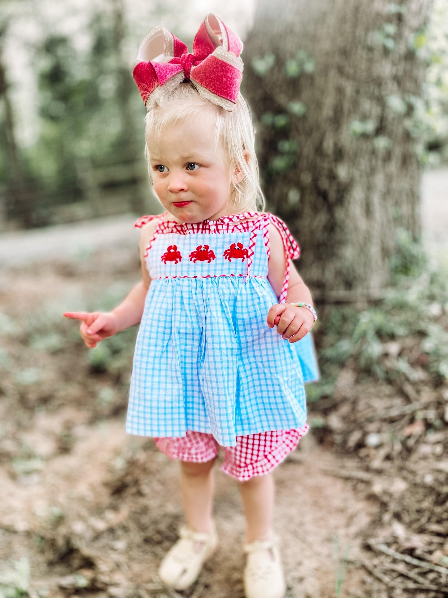 French Knot Crab Girls Short Set