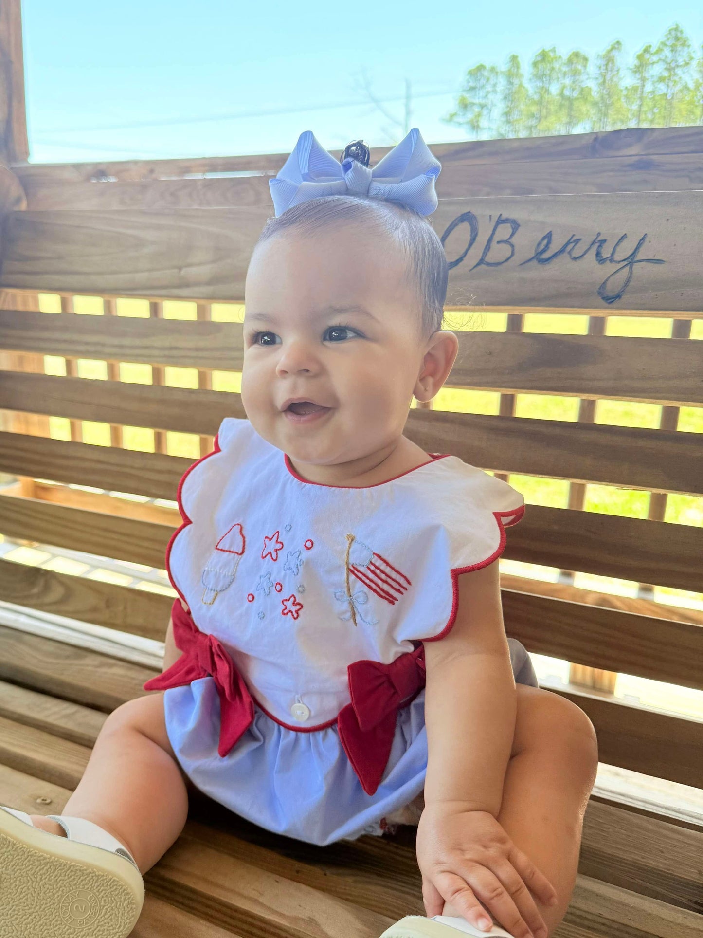 Girl’s Patriotic Embroidered Bubble