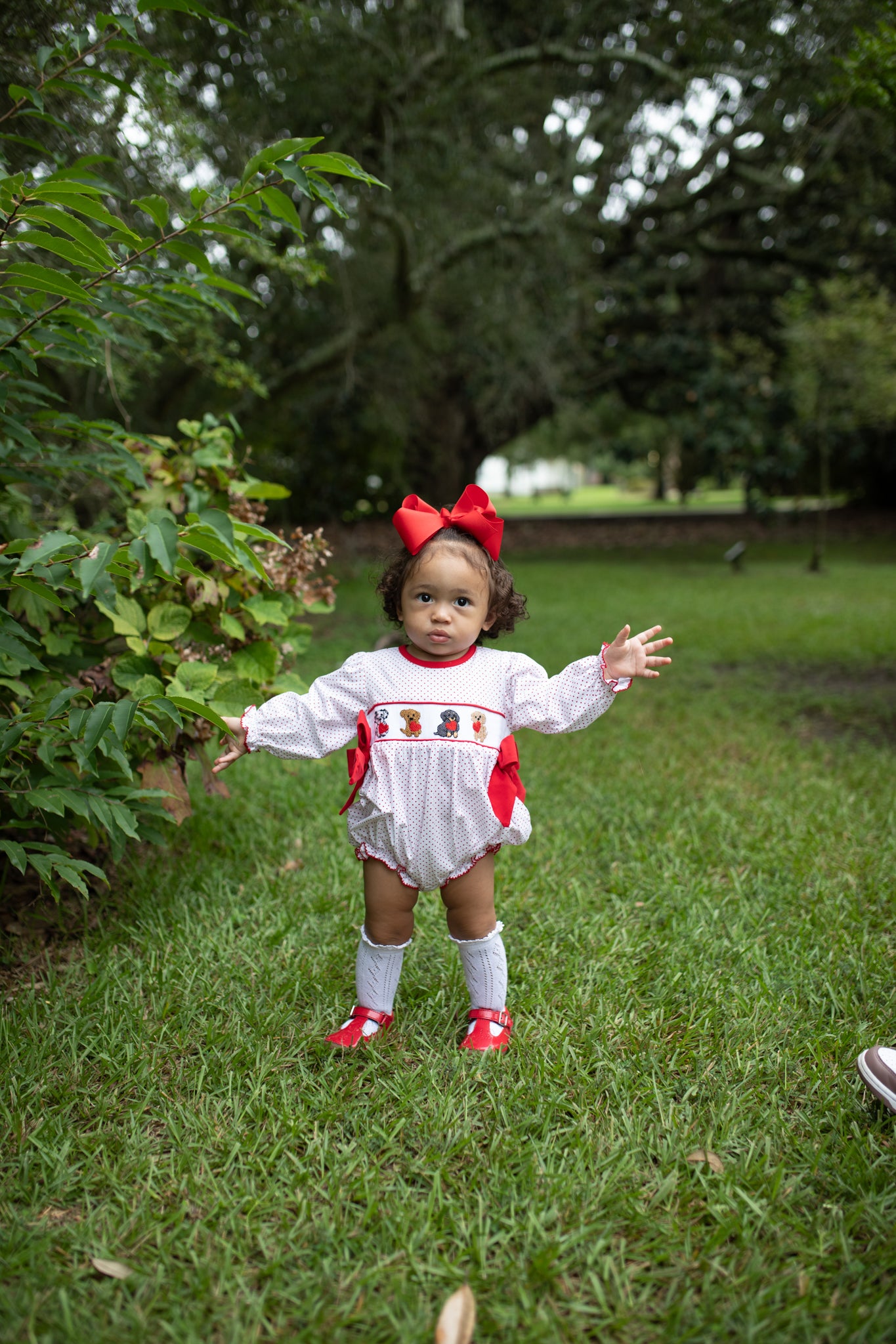 Girl’s Smocked Valentine Puppy Bubble