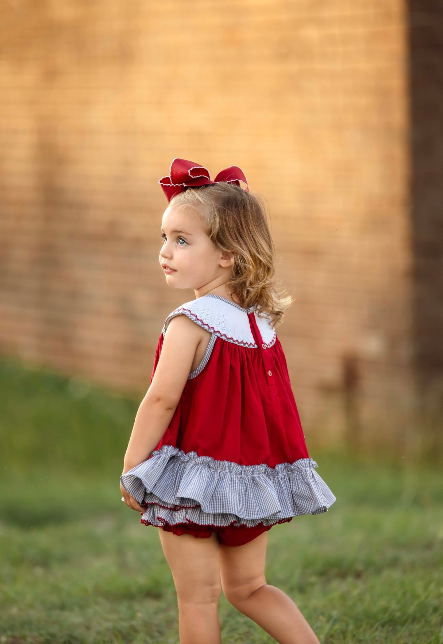 Smocked Elephant Football Diaper Set
