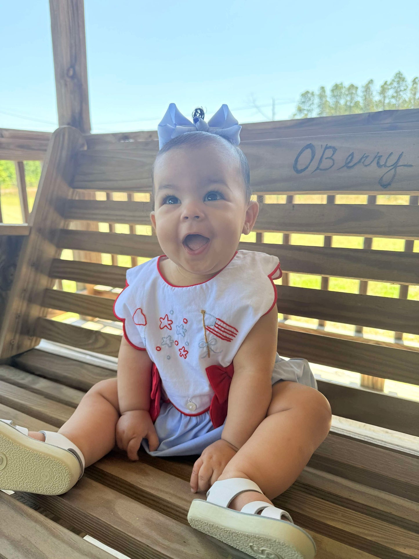 Girl’s Patriotic Embroidered Bubble