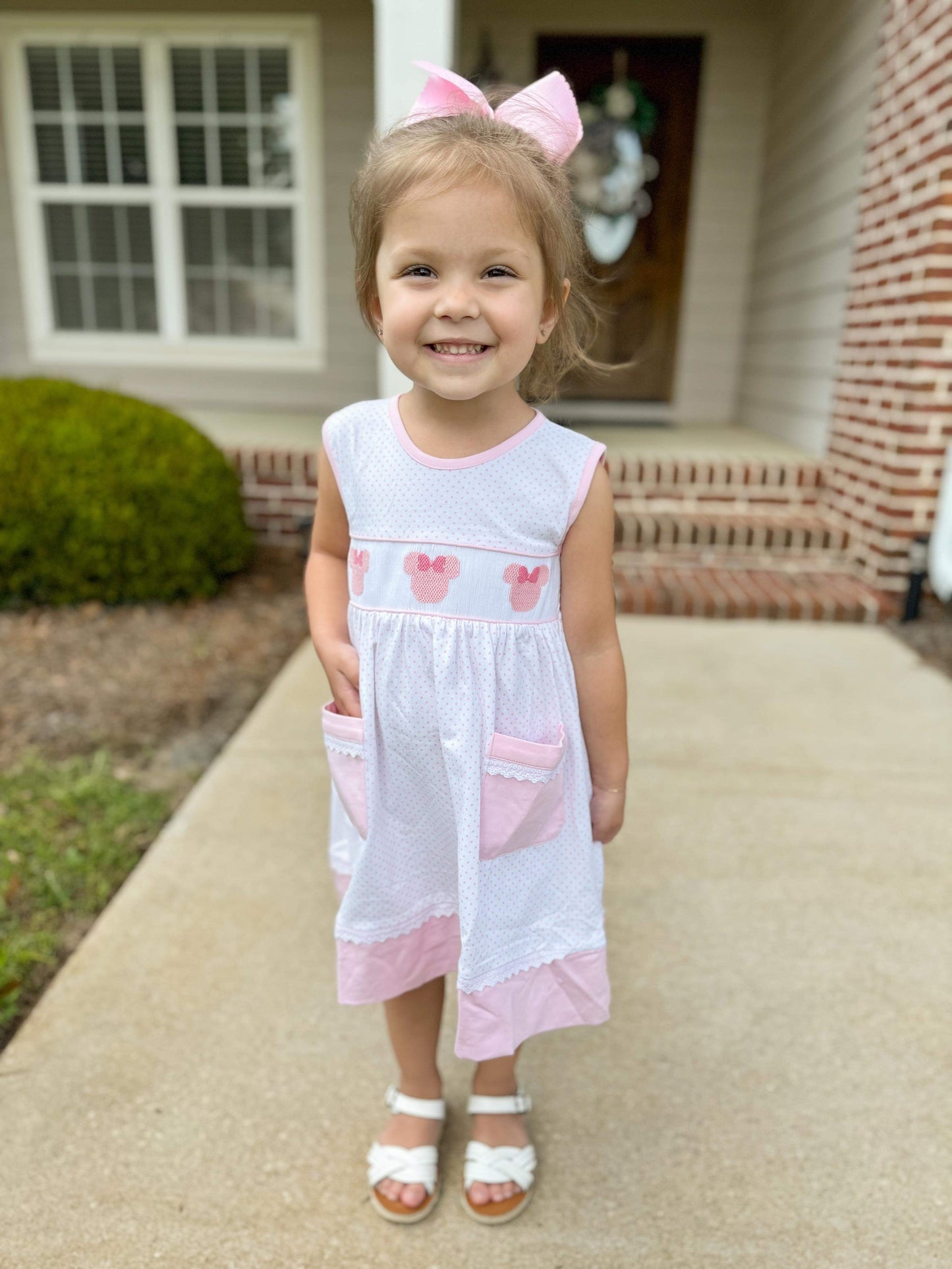 Girl’s Smocked Mouse Dress