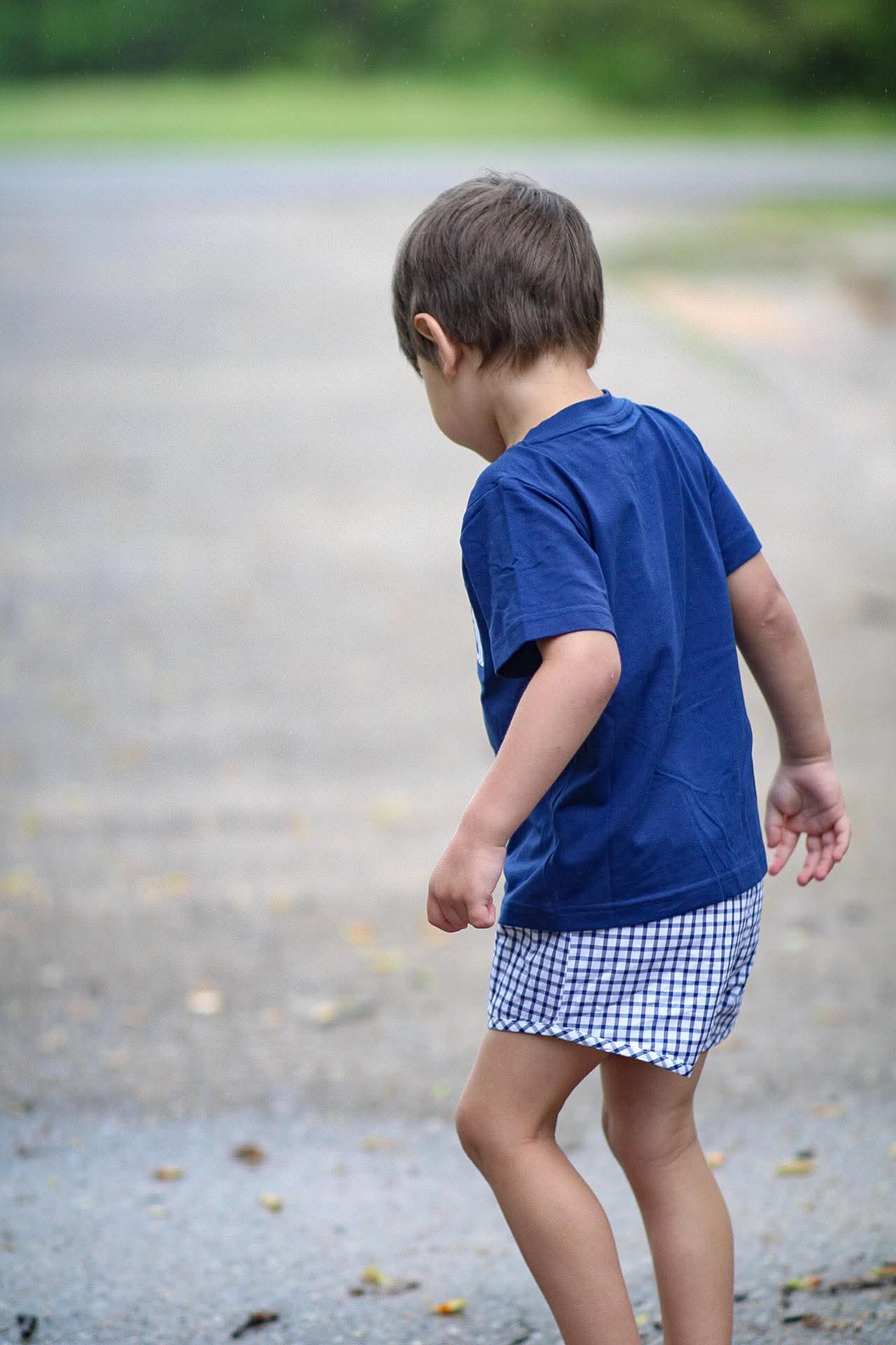 Navy Smocked Anchor Boy Short Set