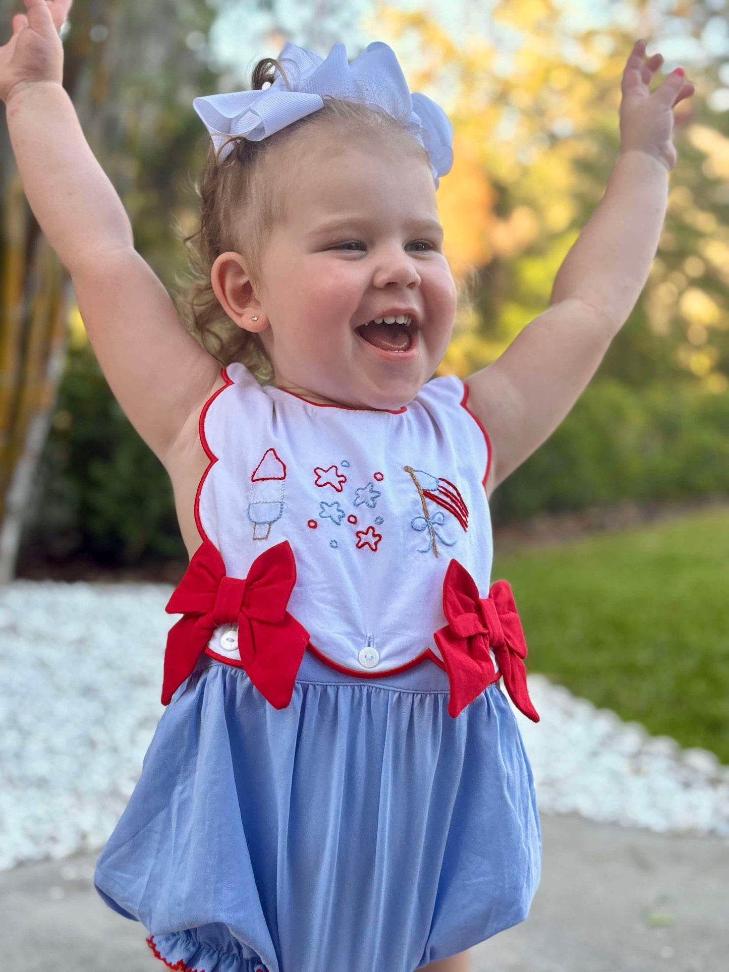 Girl’s Patriotic Embroidered Bubble