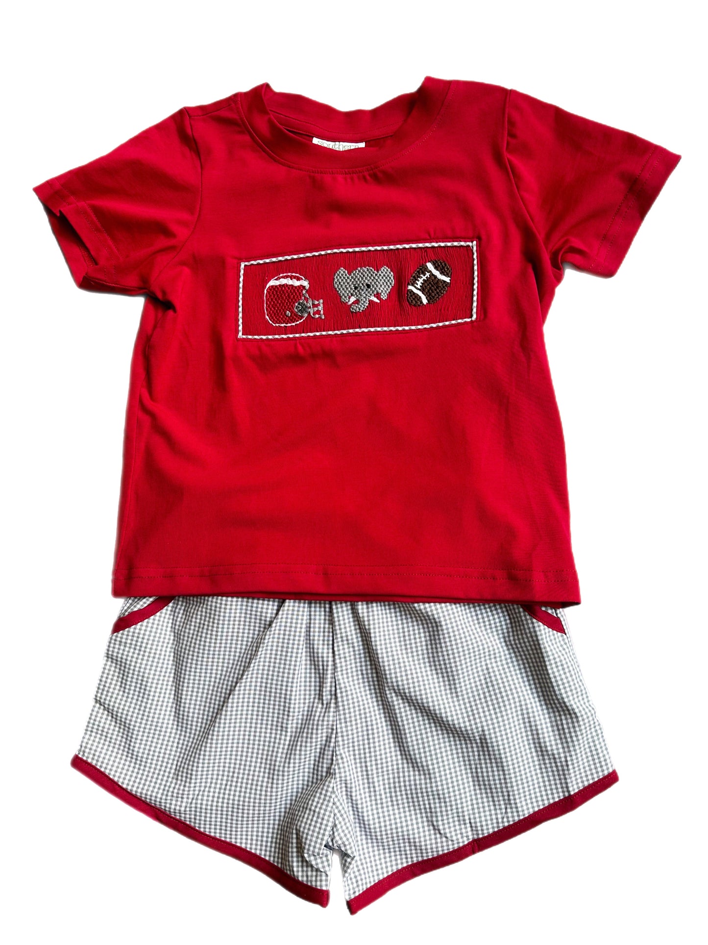 Smocked Elephant Football Short Set