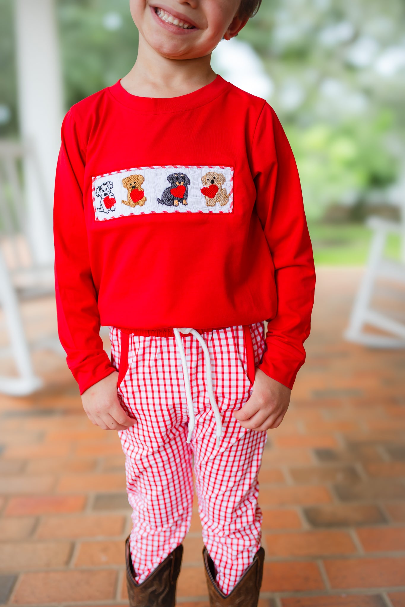 Boy’s Smocked Valentine Puppy Jogger Set