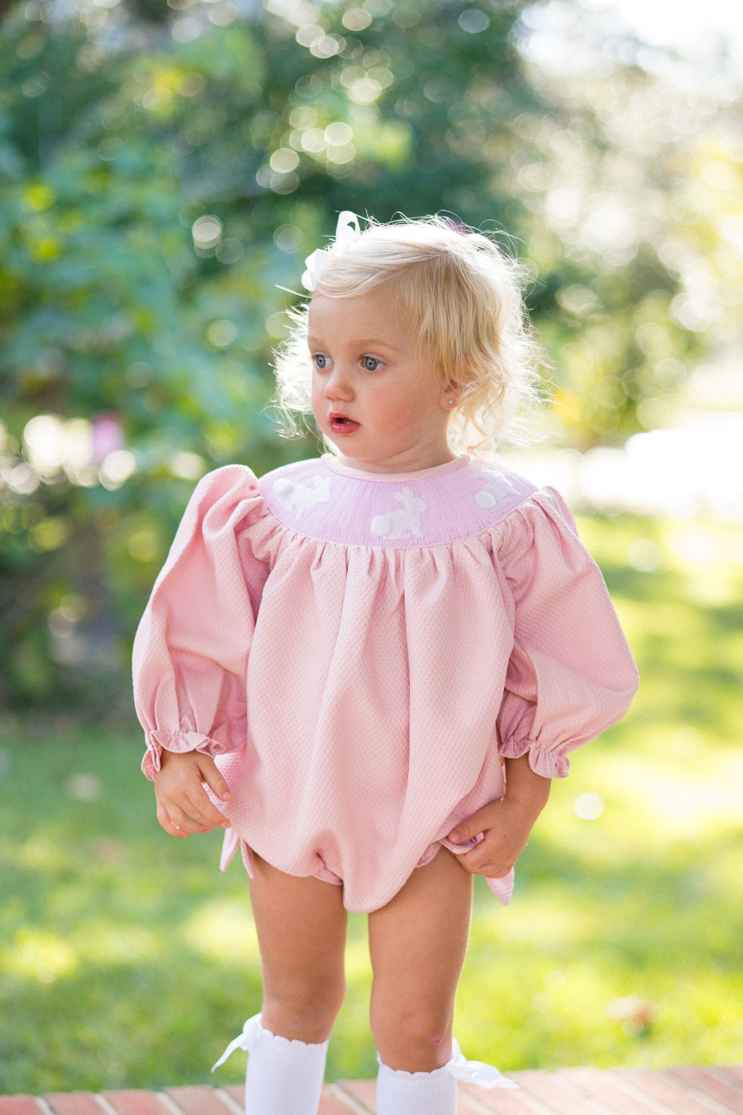 Girl’s Smocked Bunny Bubble