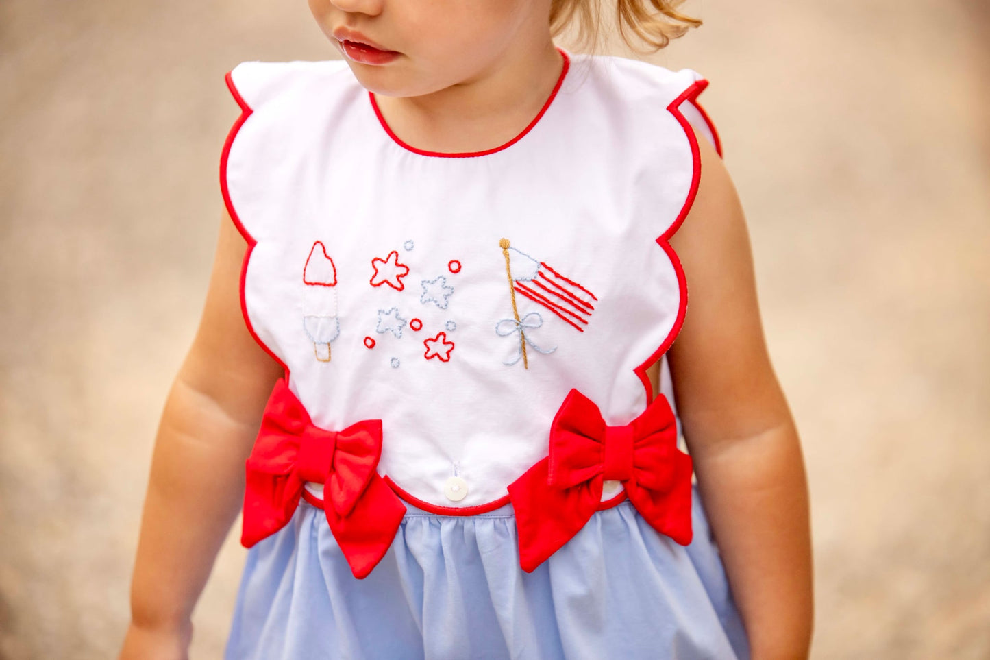 Girl’s Patriotic Embroidered Bubble