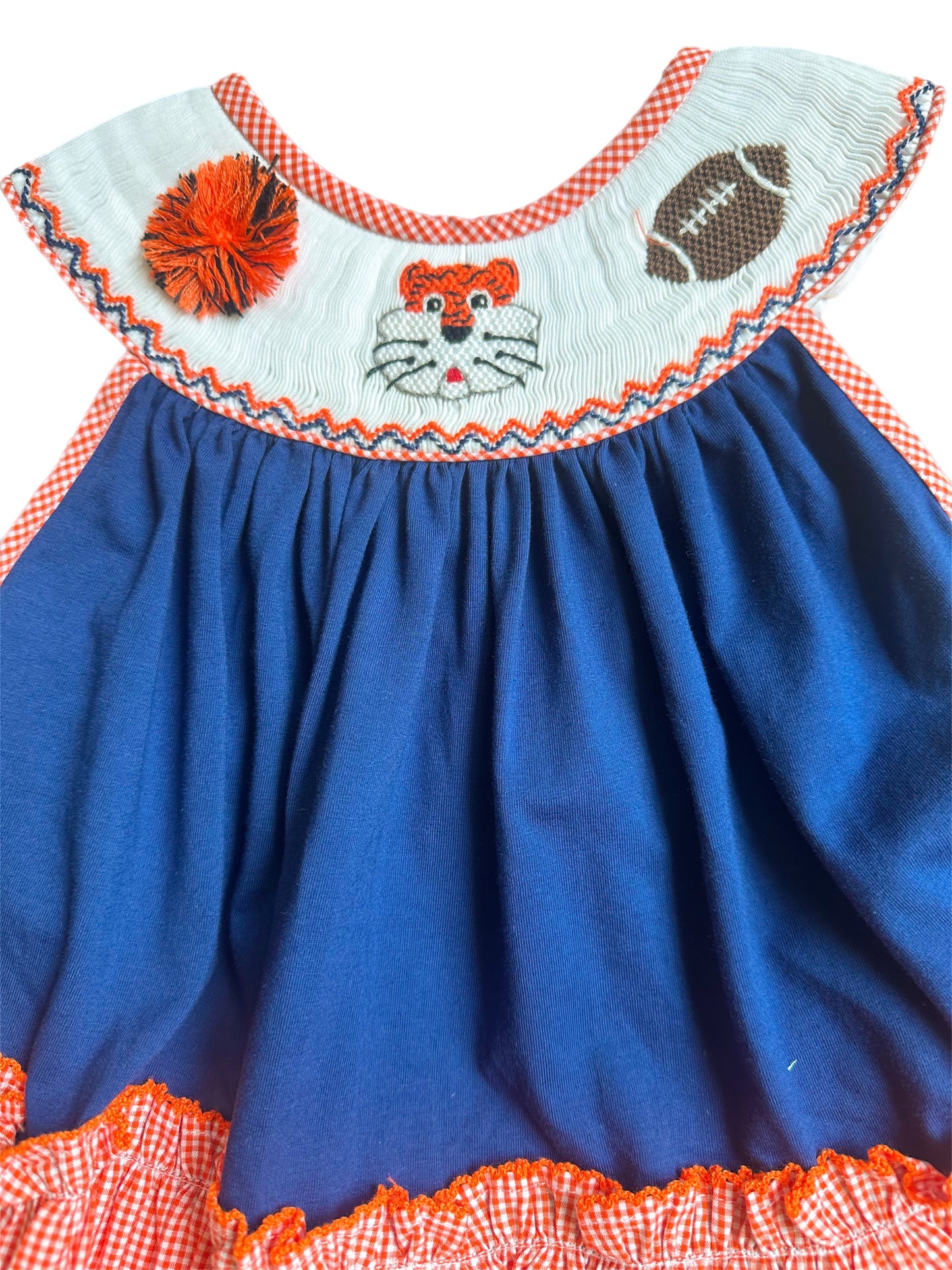 Smocked Tiger Football Diaper Set