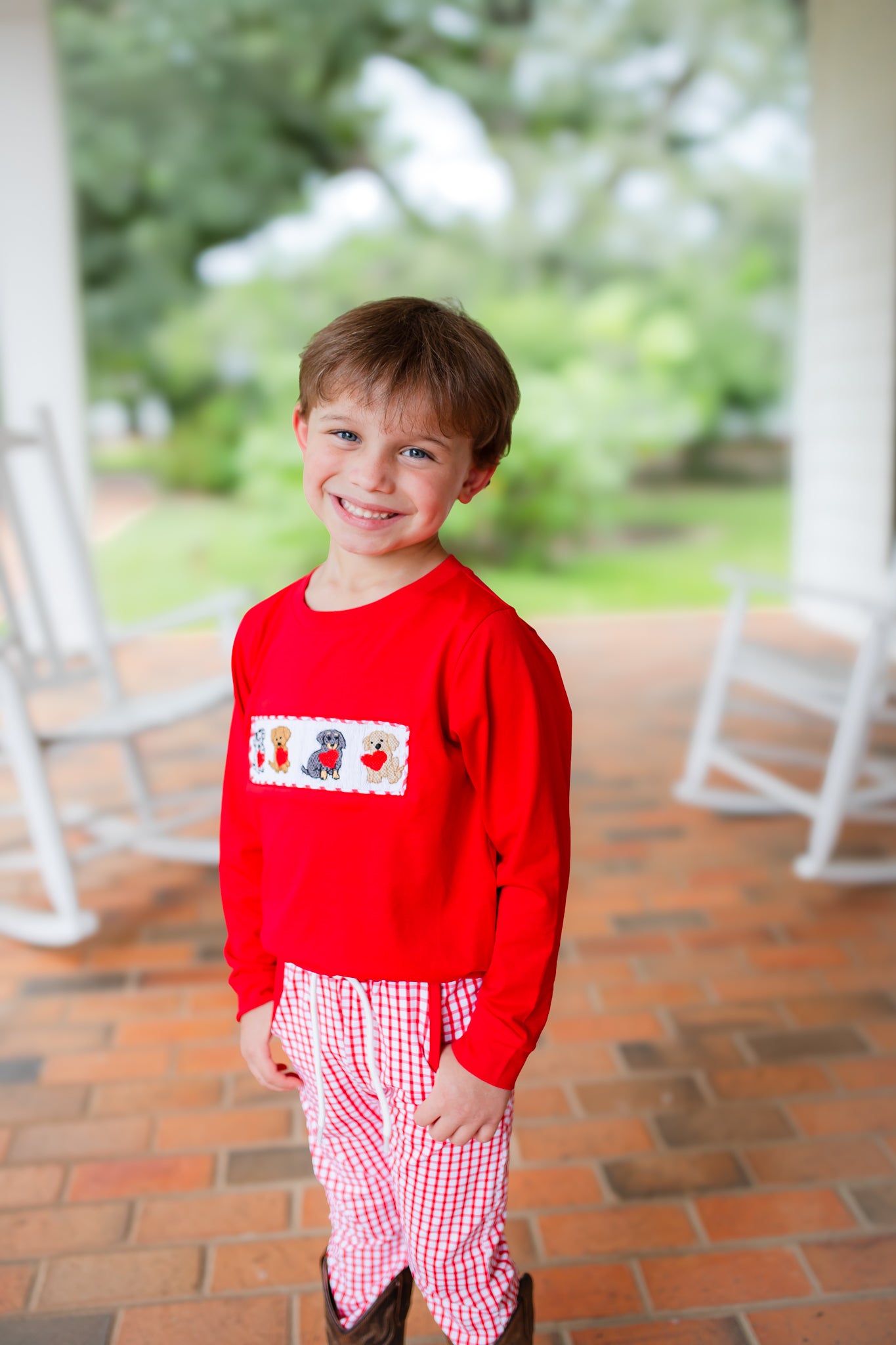Boy’s Smocked Valentine Puppy Jogger Set